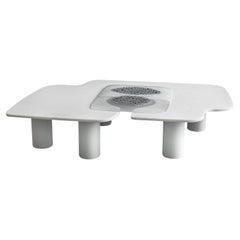 Frozen Glass & White Marble Coffee Table