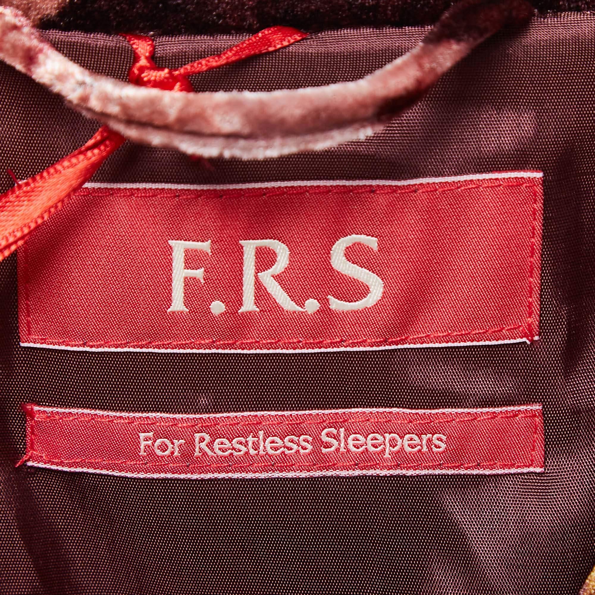 F.R.S For Restless Sleepers Burgundy Floral Print Velvet Robe Dress M In Excellent Condition In Dubai, Al Qouz 2