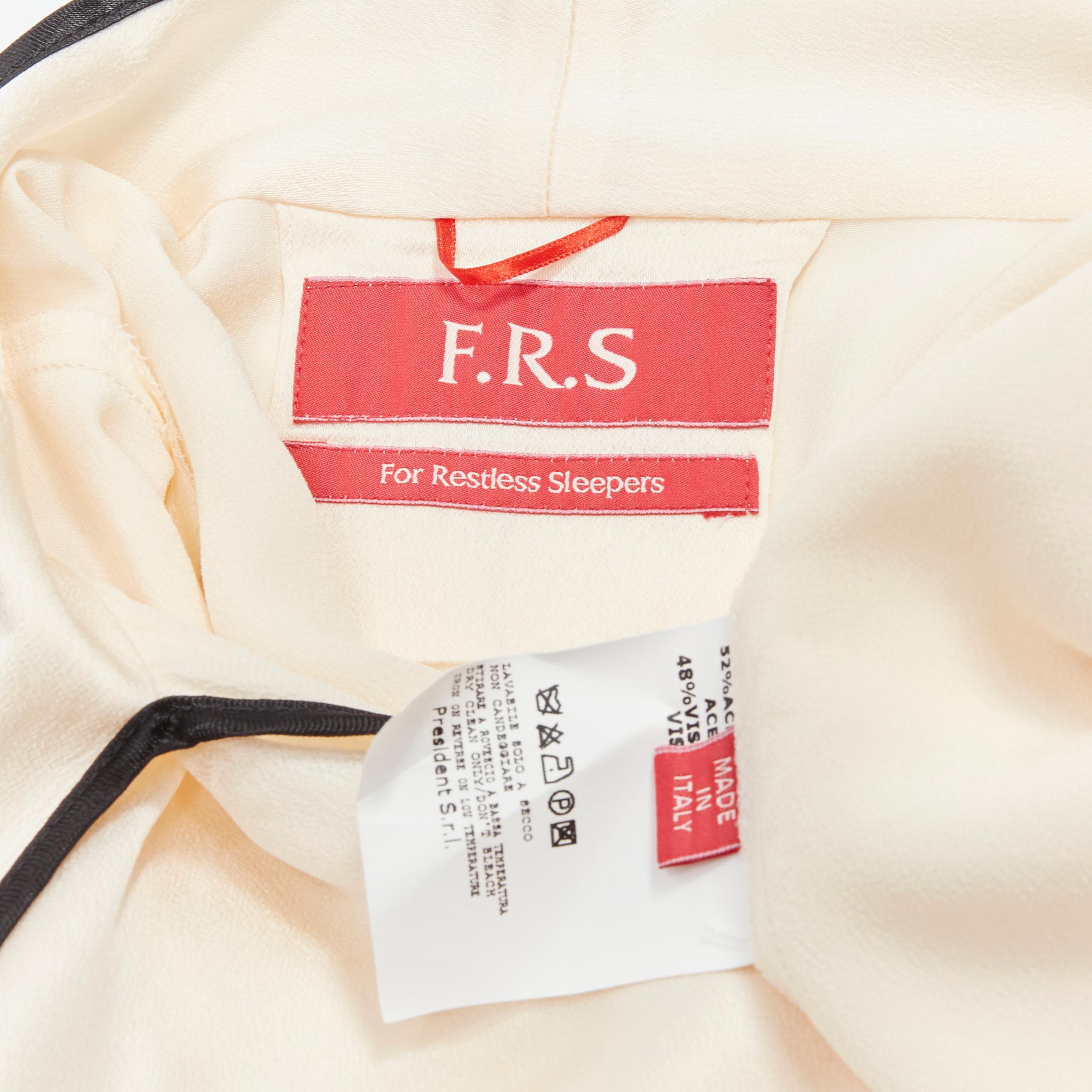FRS FOR RESTLESS SLEEPERS cream crepe satin bow tie relaxed pajama blouse M For Sale 5