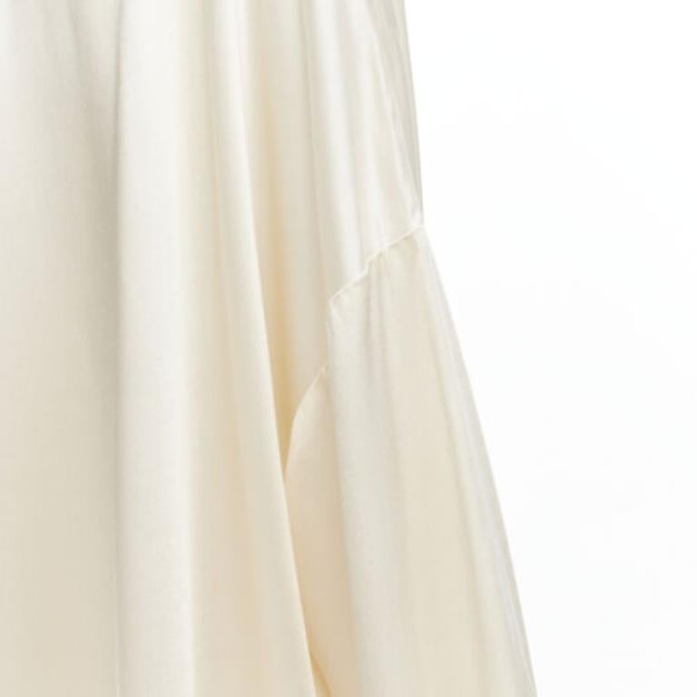 FRS FOR RESTLESS SLEEPERS cream crepe satin bow tie relaxed pajama blouse M For Sale 4