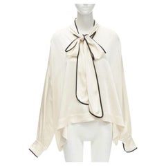 FRS FOR RESTLESS SLEEPERS camicetta pigiama rilassata in raso crepe crema con papillon M