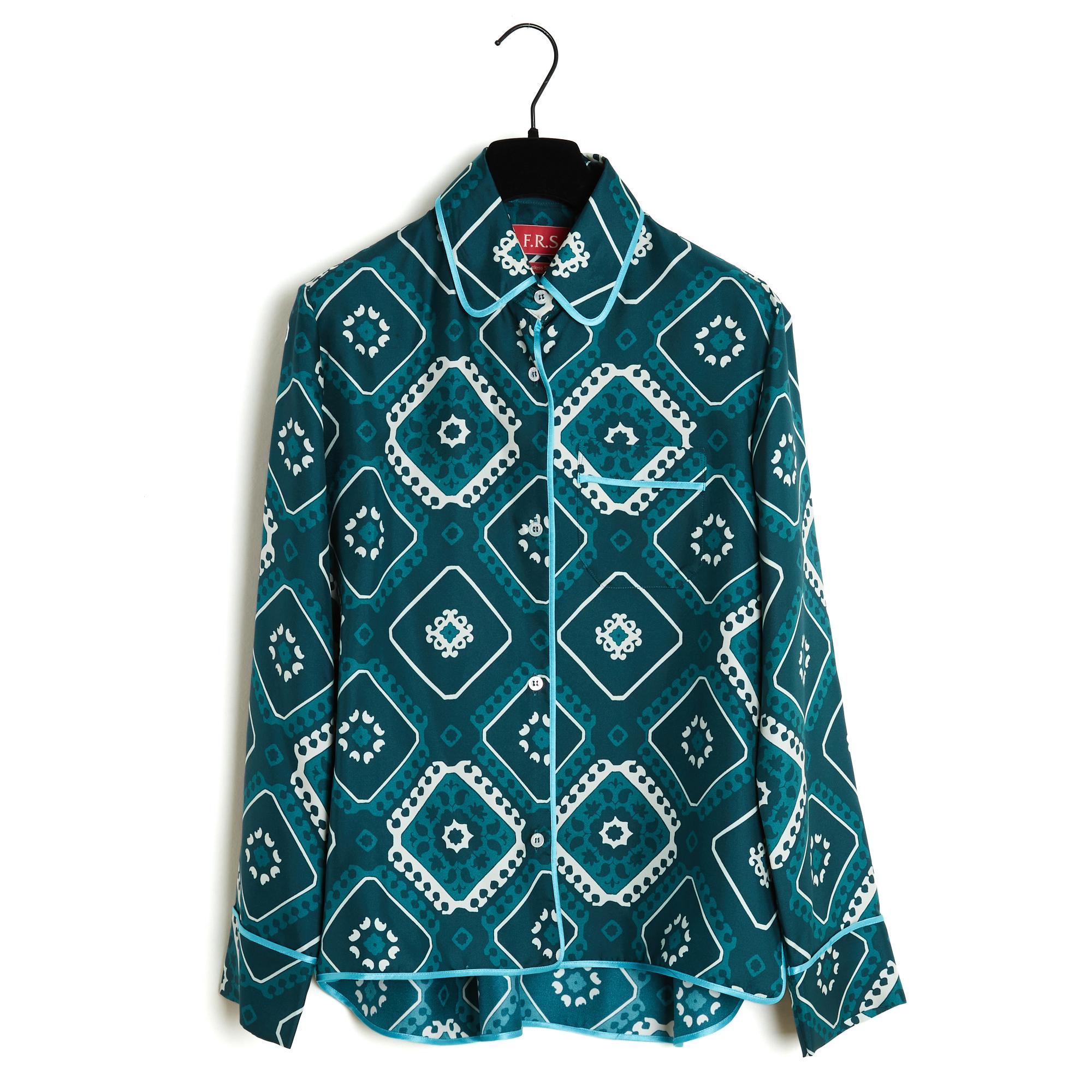 F.R.S. For Restless Sleepers Ensemble FR38 Conjunto de sarga de seda verde UK10 US8 en venta 2