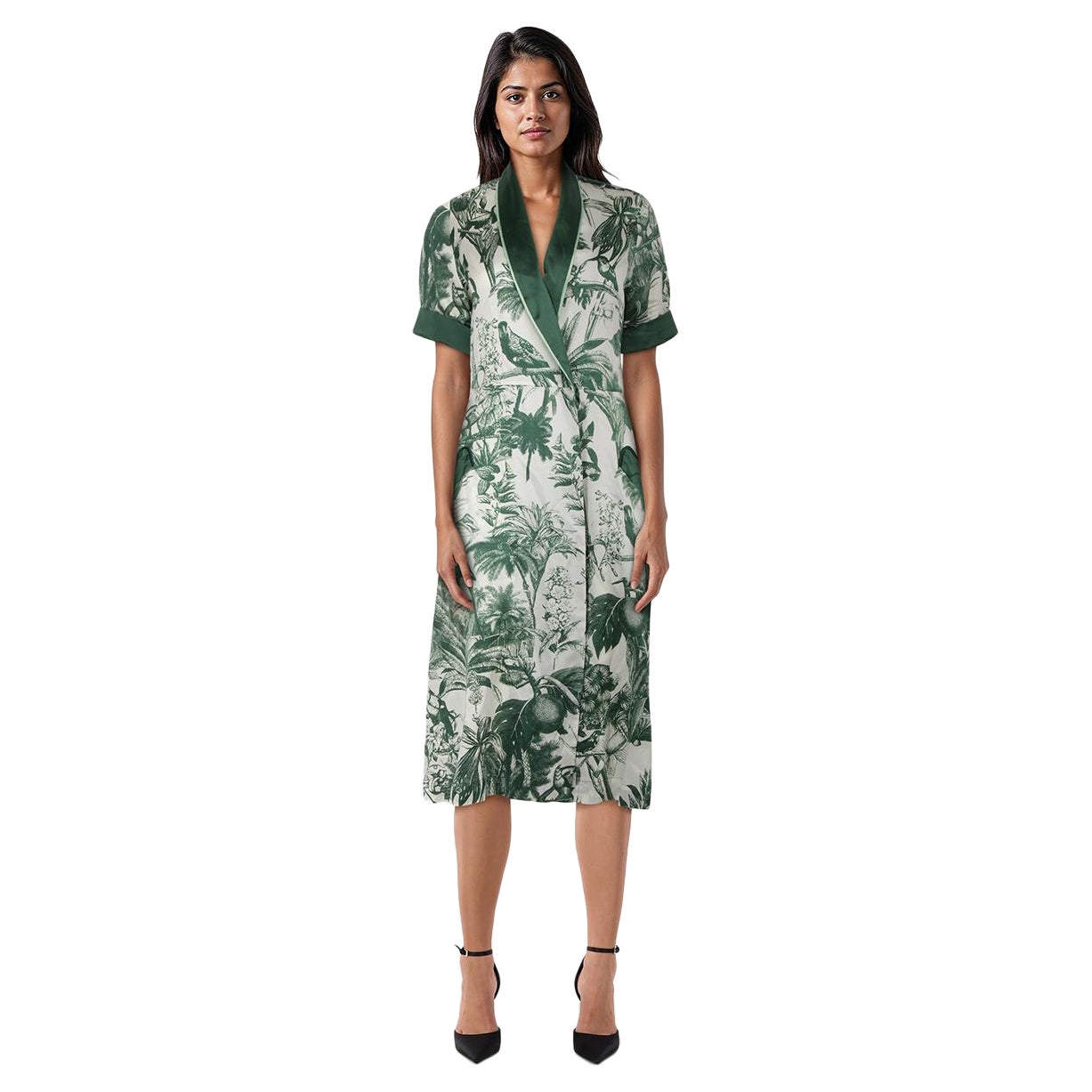 F.R.S For Restless Sleepers Green Floral Dress Size S