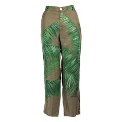 F.R.S. For Restless Sleepers Green Silk Palm Tree Trousers Size S