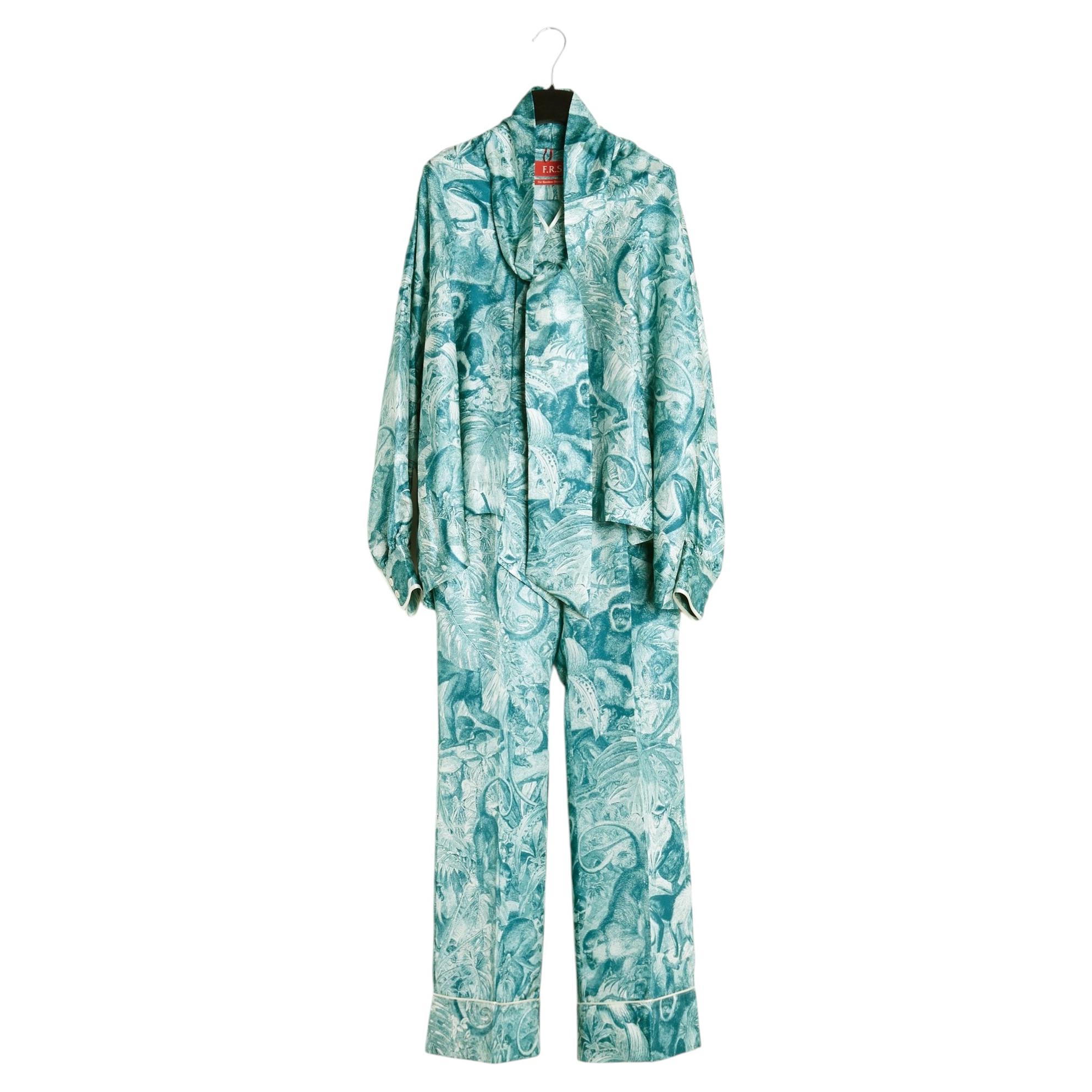 F.R.S. Per chi ha il sonno agitato - Completo L FR40 in twill di seta verde e blu - Taglia UK12 US10