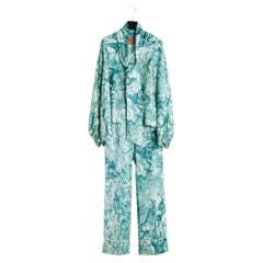 F.R.S. For Restless Sleepers L Ensemble FR40 Green Blue Silk Twill Set UK12 US10