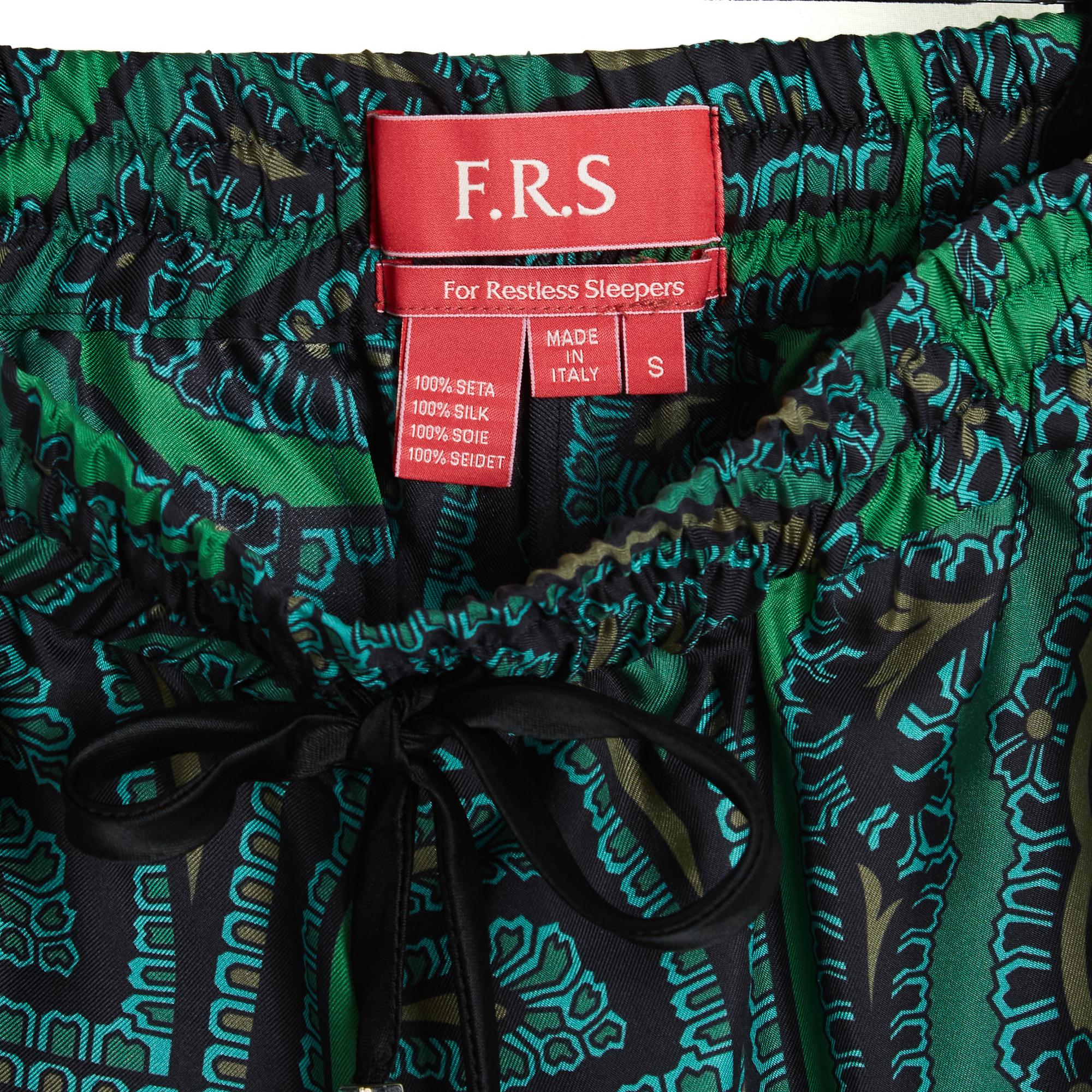 F.R.S For Restless Sleepers Pantalon Large FR36 Wide Leg Green Black Pants US27 For Sale 1