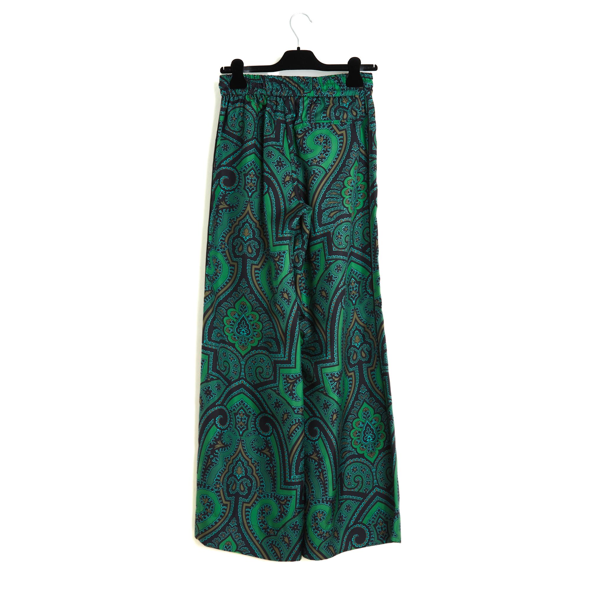F.R.S For Restless Sleepers Pantalon Large FR36 Wide Leg Green Black Pants US27 For Sale 2