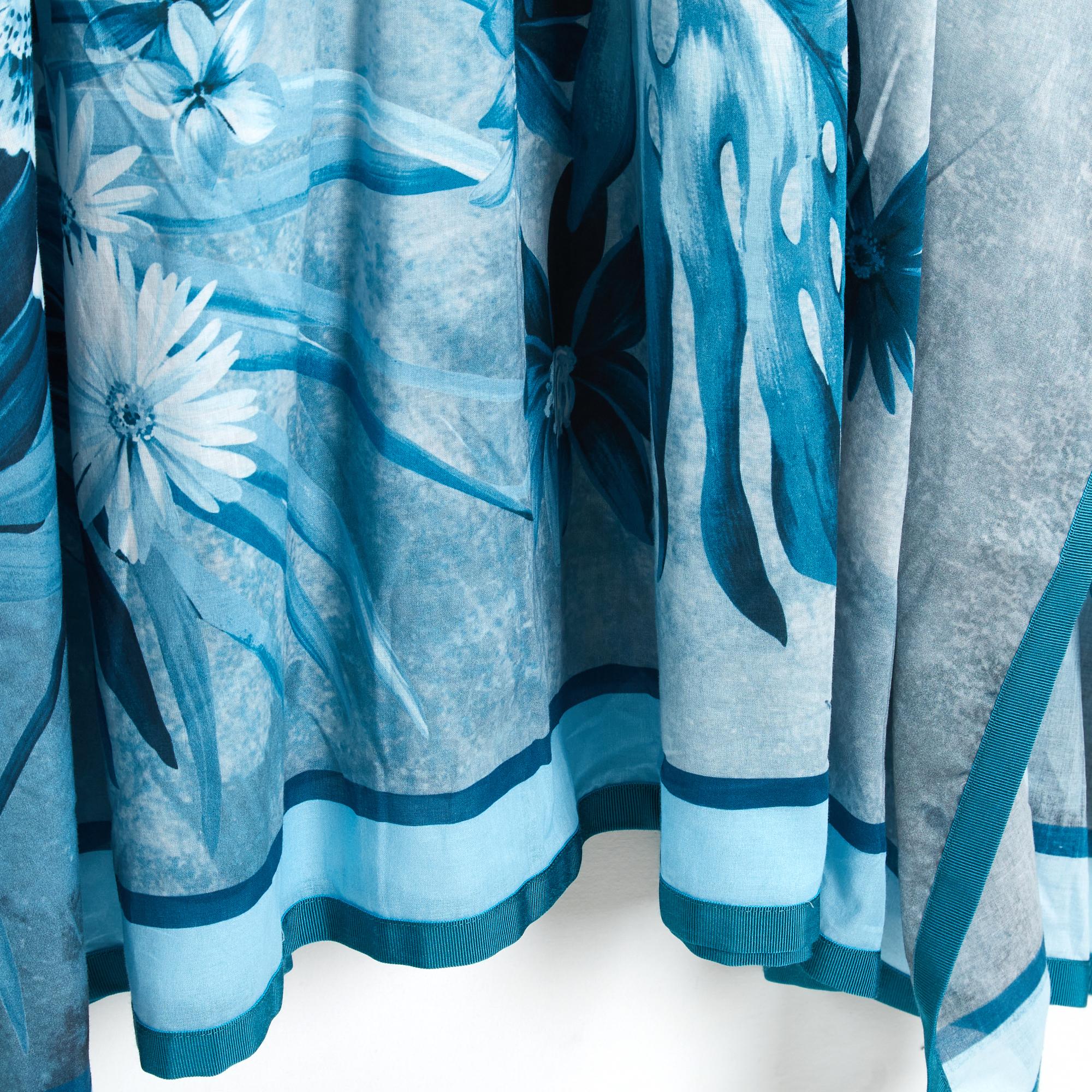 F.R.S. For Restless Sleepers Robe Kaftan TU Blue Lagoon Cotton Palms Dress OS In condizioni ottime in vendita a PARIS, FR
