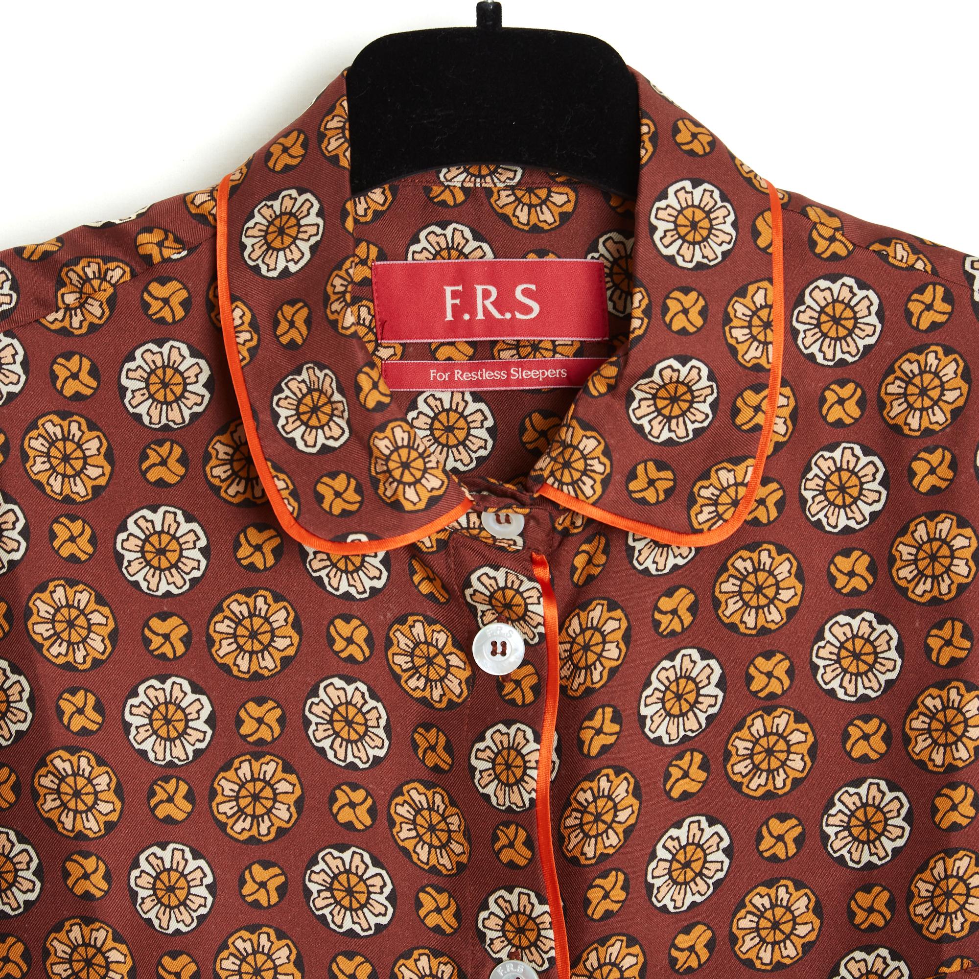 Women's or Men's F.R.S. For Restless Sleepers Top TU Geometric gold Silk Jacket OS FRS For Sale