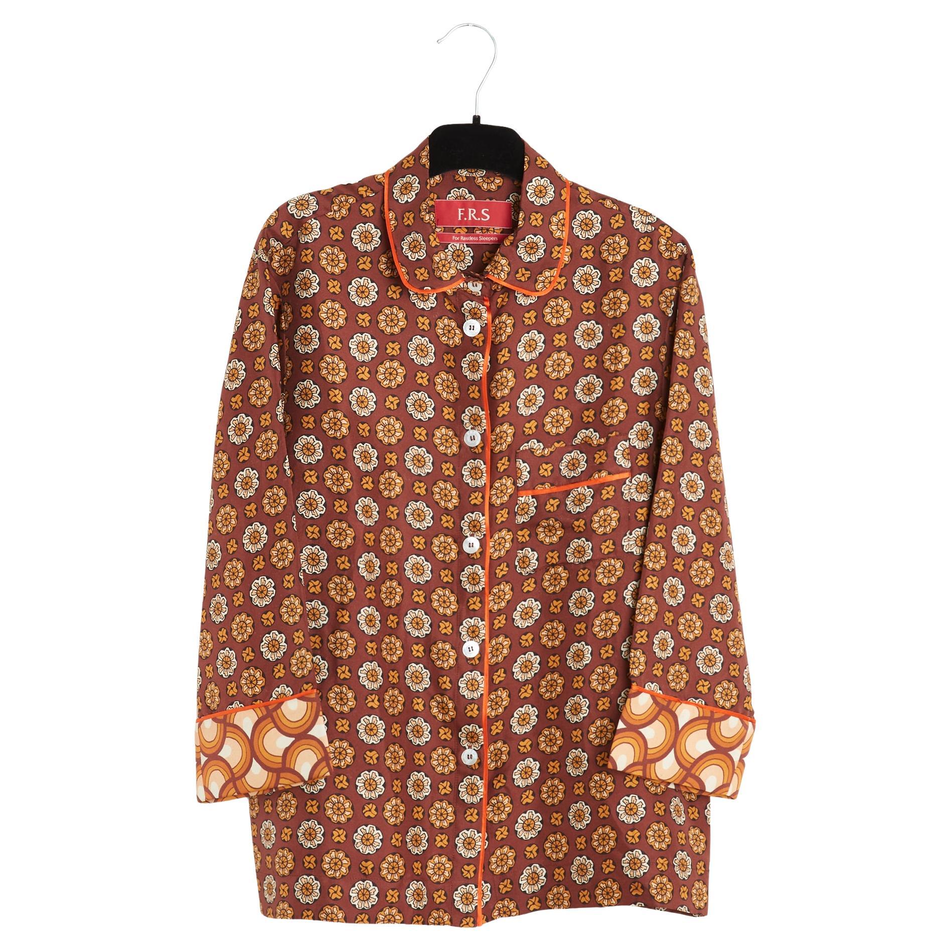 F.R.S. For Restless Sleepers Top TU Geometric gold Silk Jacket OS FRS For Sale