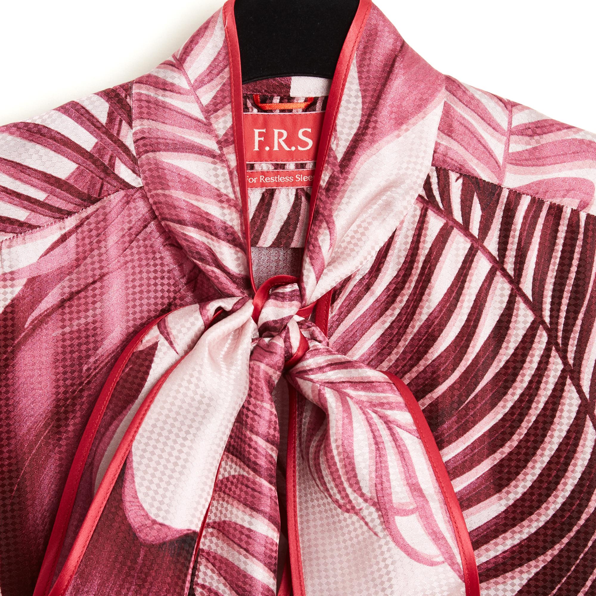 F.R.S. For Restless Sleepers Top TU Pink Jungling Print Ascot maxi Blouse Camicia OS In condizioni ottime in vendita a PARIS, FR