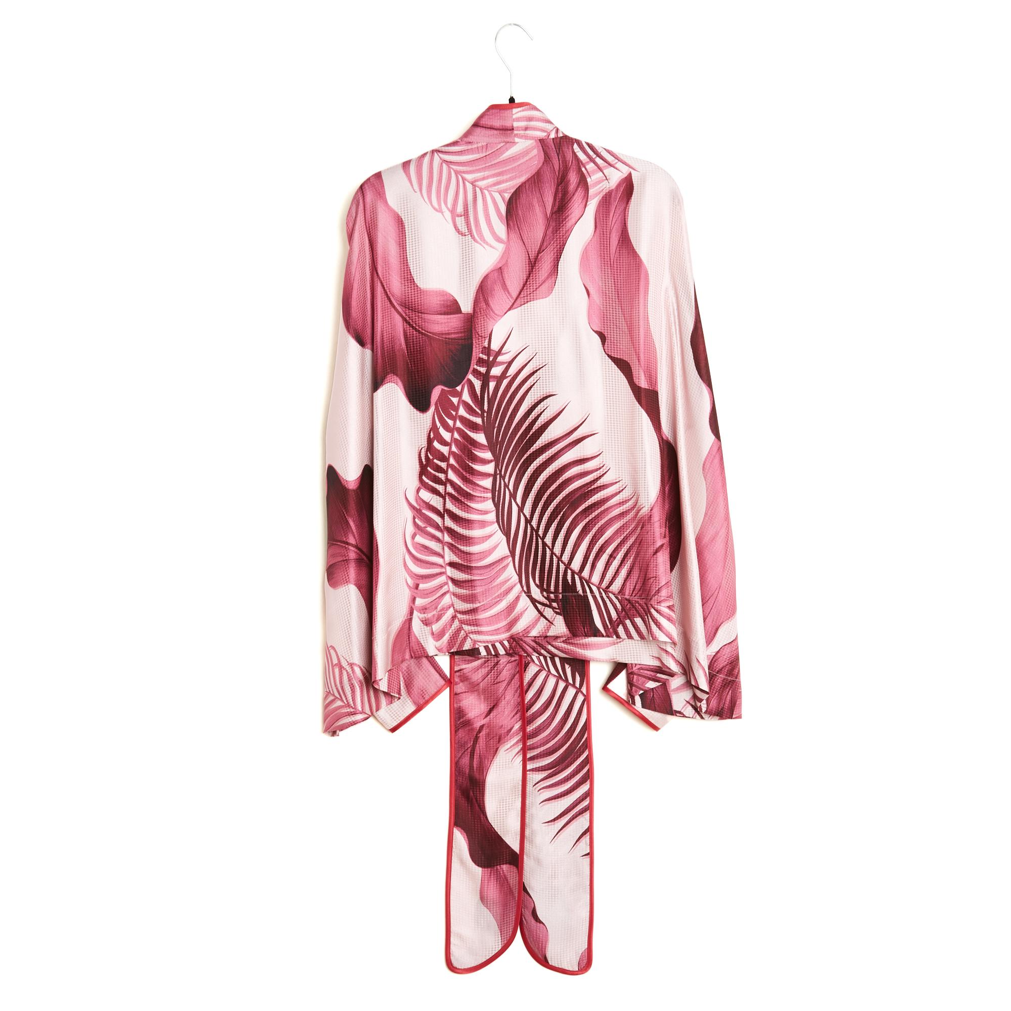 F.R.S. For Restless Sleepers Top TU Pink Jungling Print Ascot maxi Blouse Camicia OS in vendita 1
