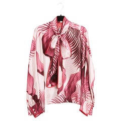 F.R.S. For Restless Sleepers Top TU Pink Jungle Print Ascot maxi Blouse Shirt OS
