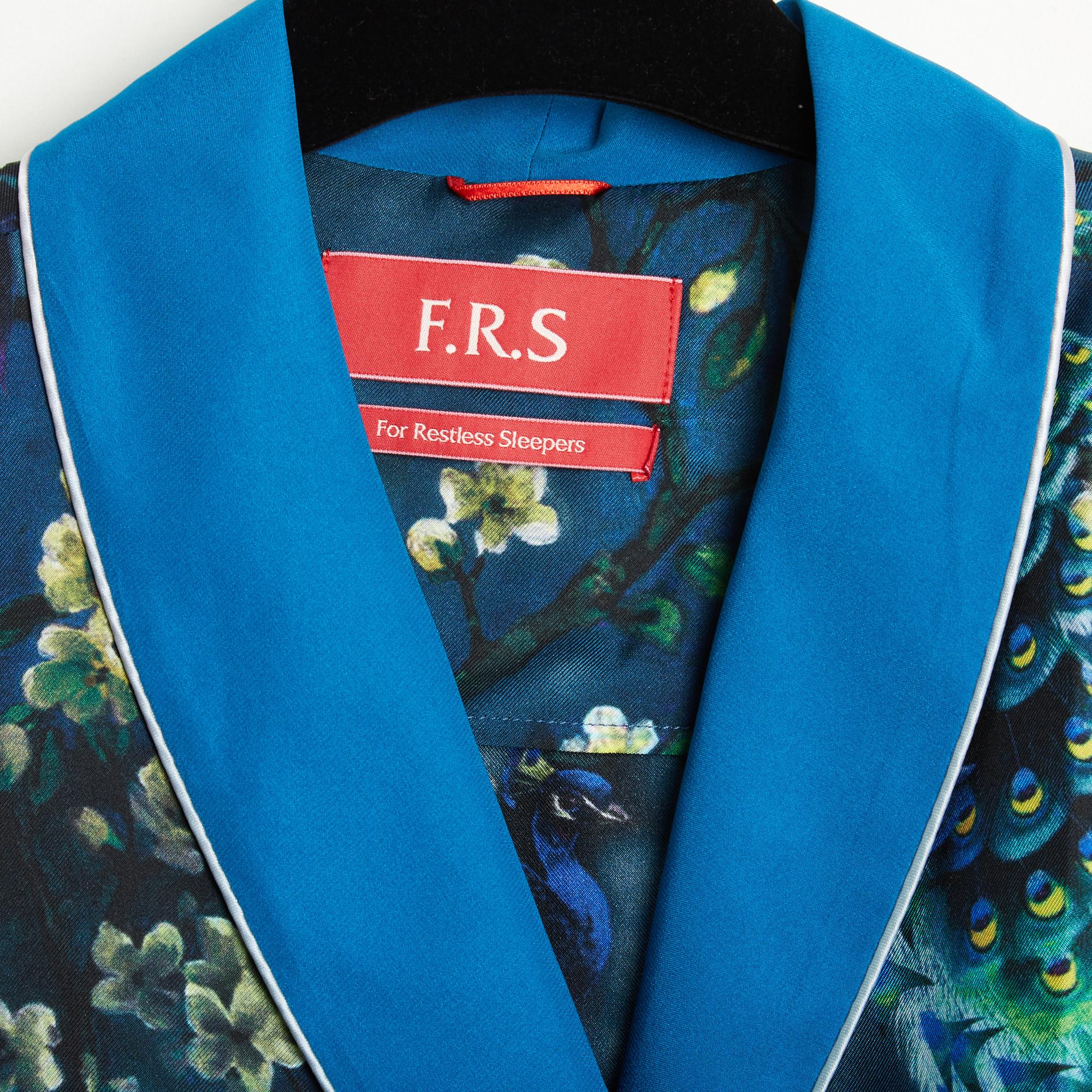 Femenino o masculino F.R.S. For Restless Sleepers Top Veste TU Sakura Print Chaqueta de seda azul marino OS FRS en venta
