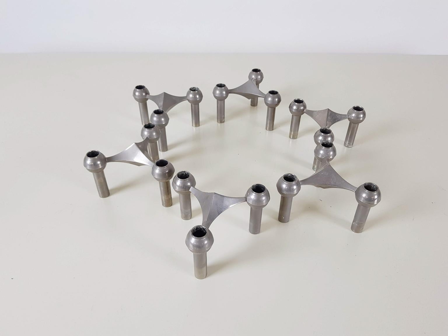 Mid-Century Modern Frtiz Nagel and Ceasar Stoffi Modular Candleholders for BMF, Germany, 1950s