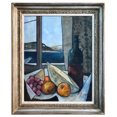 "Fruit and Wine" Still Life Painting by Charles Levier