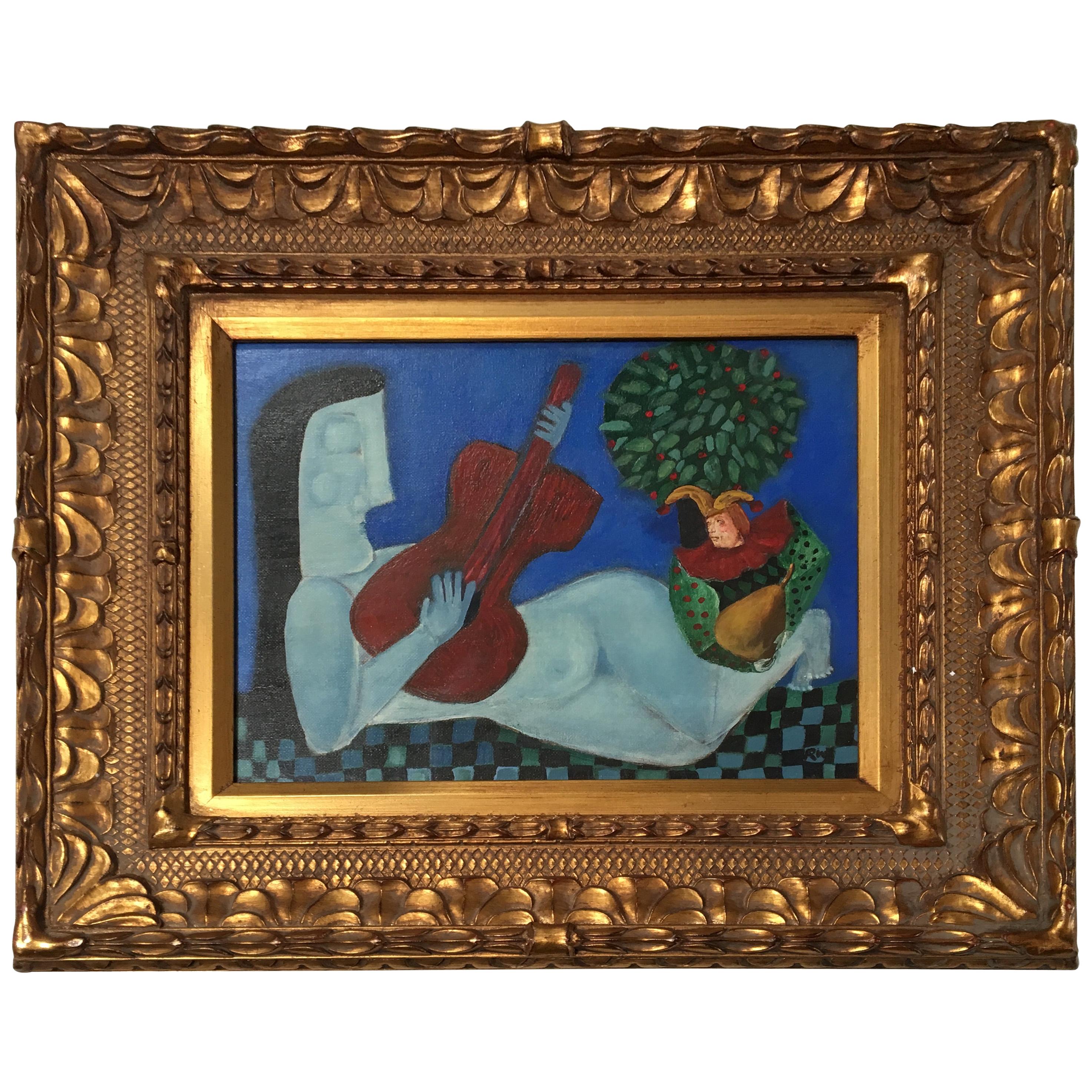 "Fruit Anyone ?" Folk Art Primitive Naive Painting by Rose Walton