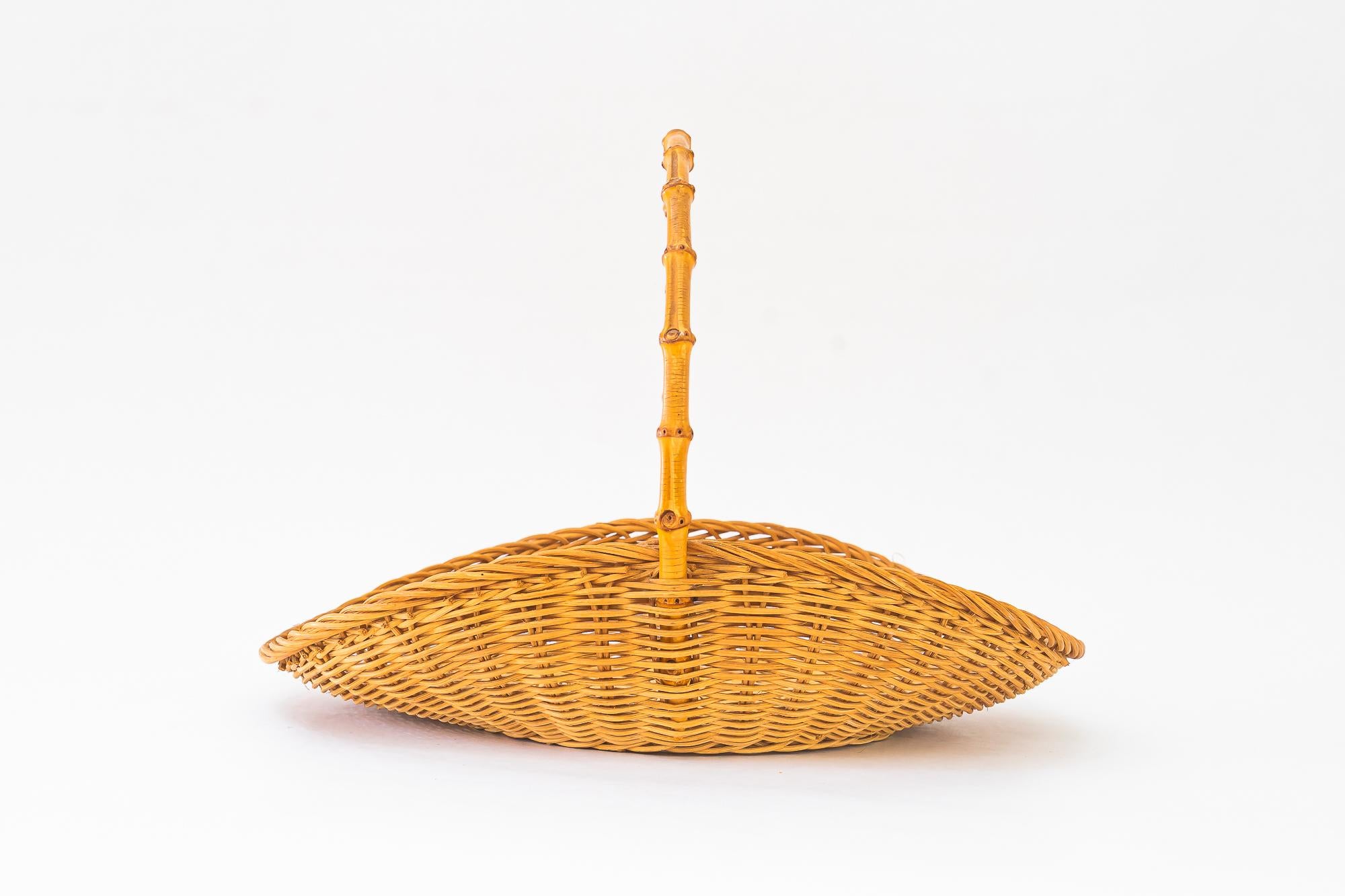 Austrian Fruit basket made of wicker and bamboo vienna around 1960s For Sale