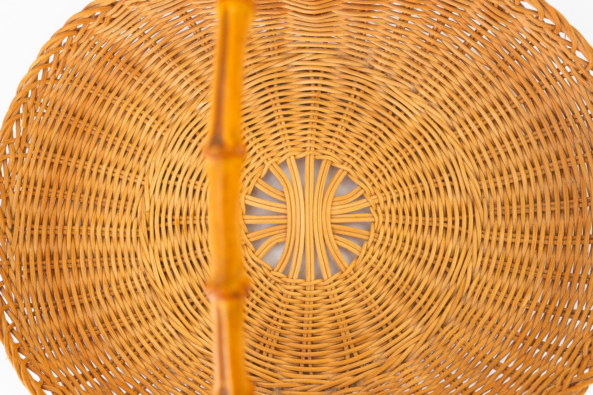 Bamboo Fruit basket made of wicker and bamboo vienna around 1960s For Sale