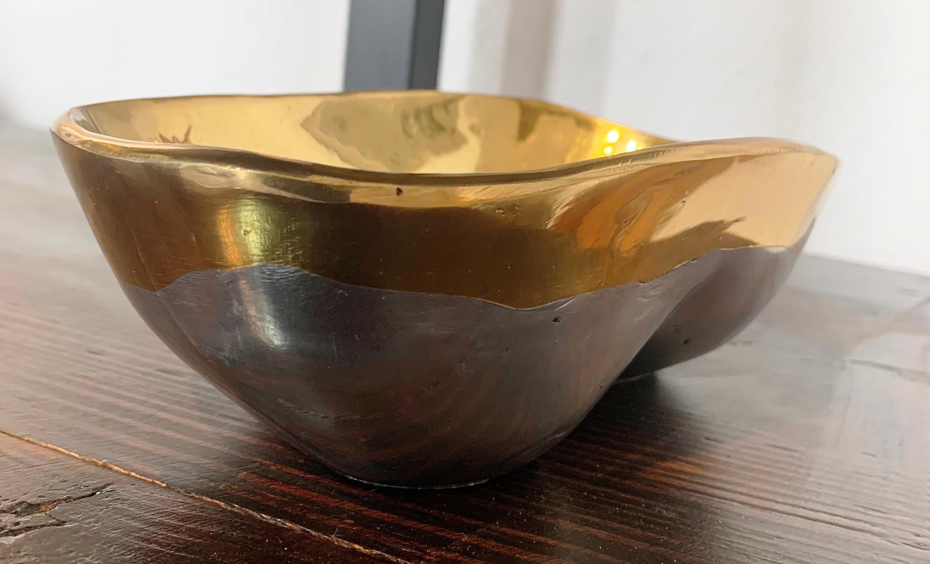 Cast Fruit Bowl A019 Solid cast brass (gold coloured) and aluminium (silver coloured) For Sale