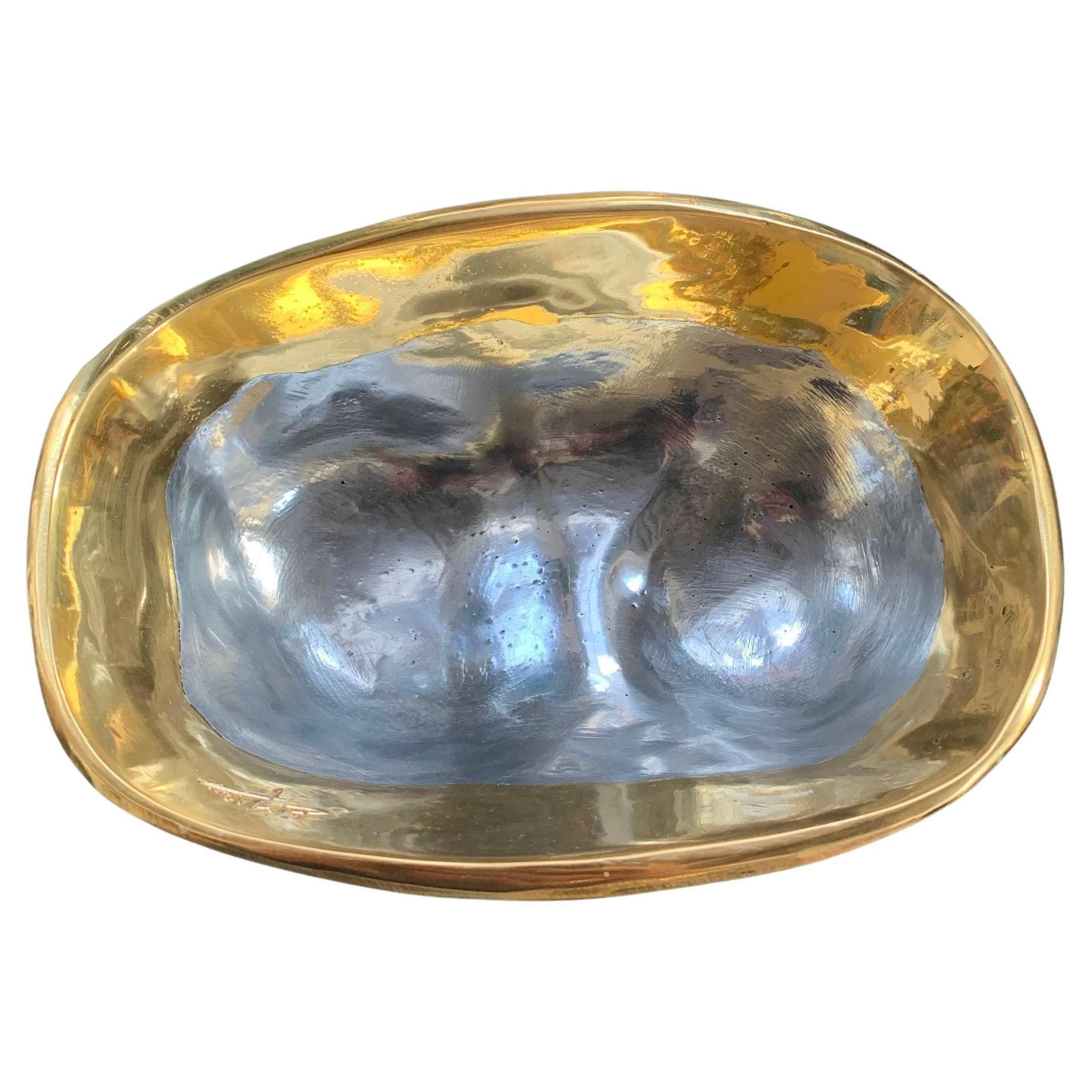 Fruit Bowl A019 Solid cast brass (gold coloured) and aluminium (silver coloured) For Sale