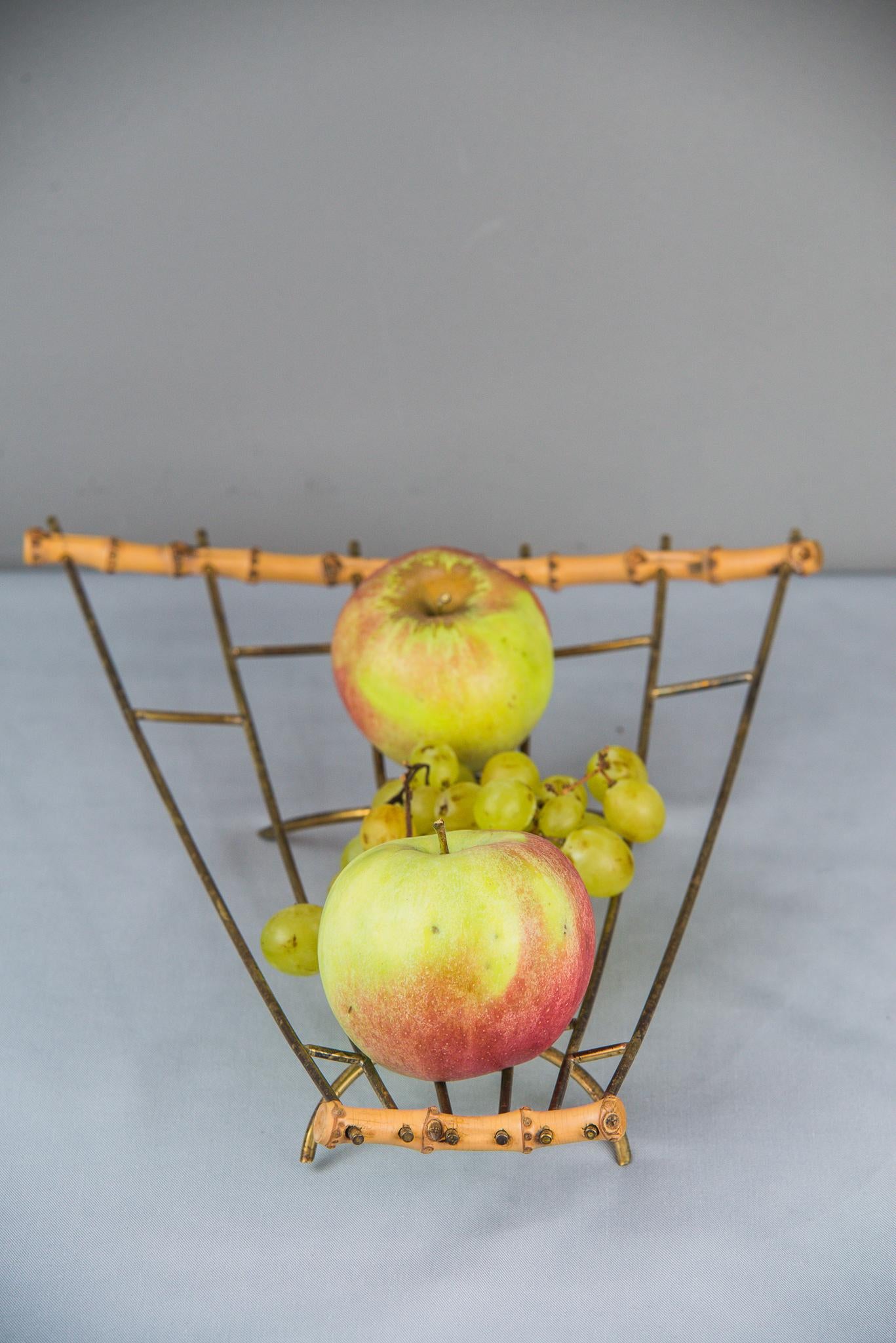 Fruit Bowl Brass and Bamboo, 1950s 2