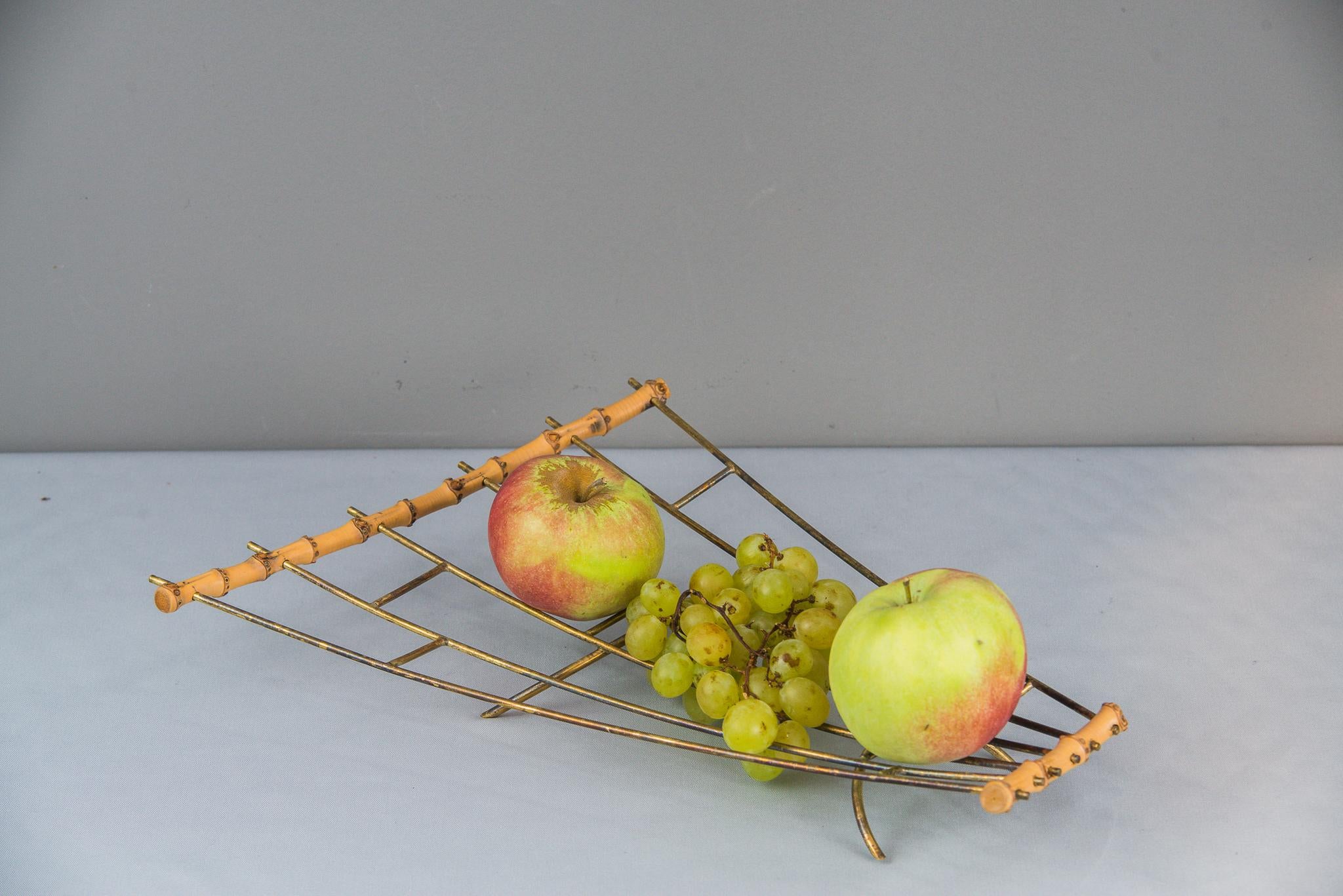 Fruit Bowl Brass and Bamboo, 1950s 5