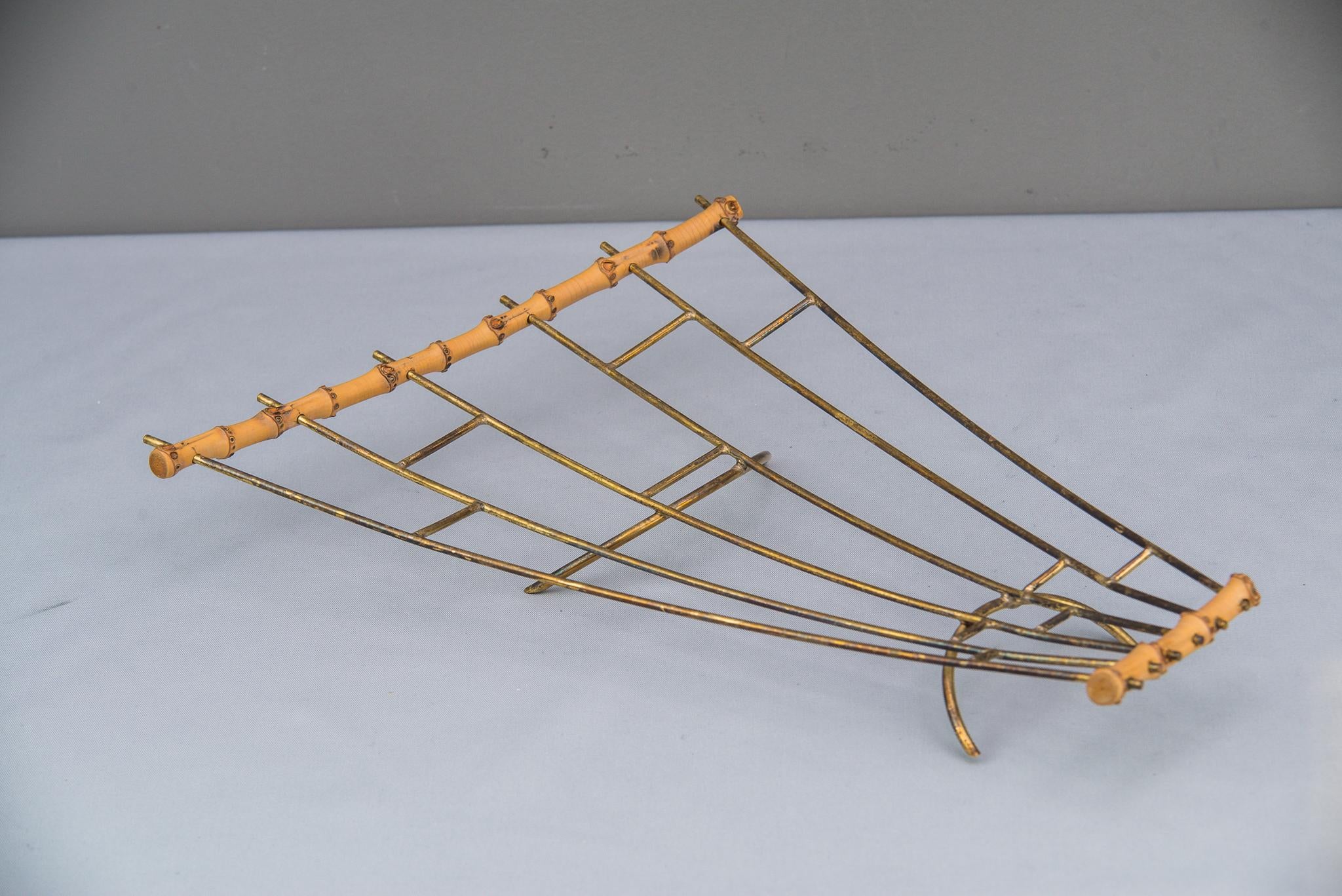 Mid-Century Modern Fruit Bowl Brass and Bamboo, 1950s