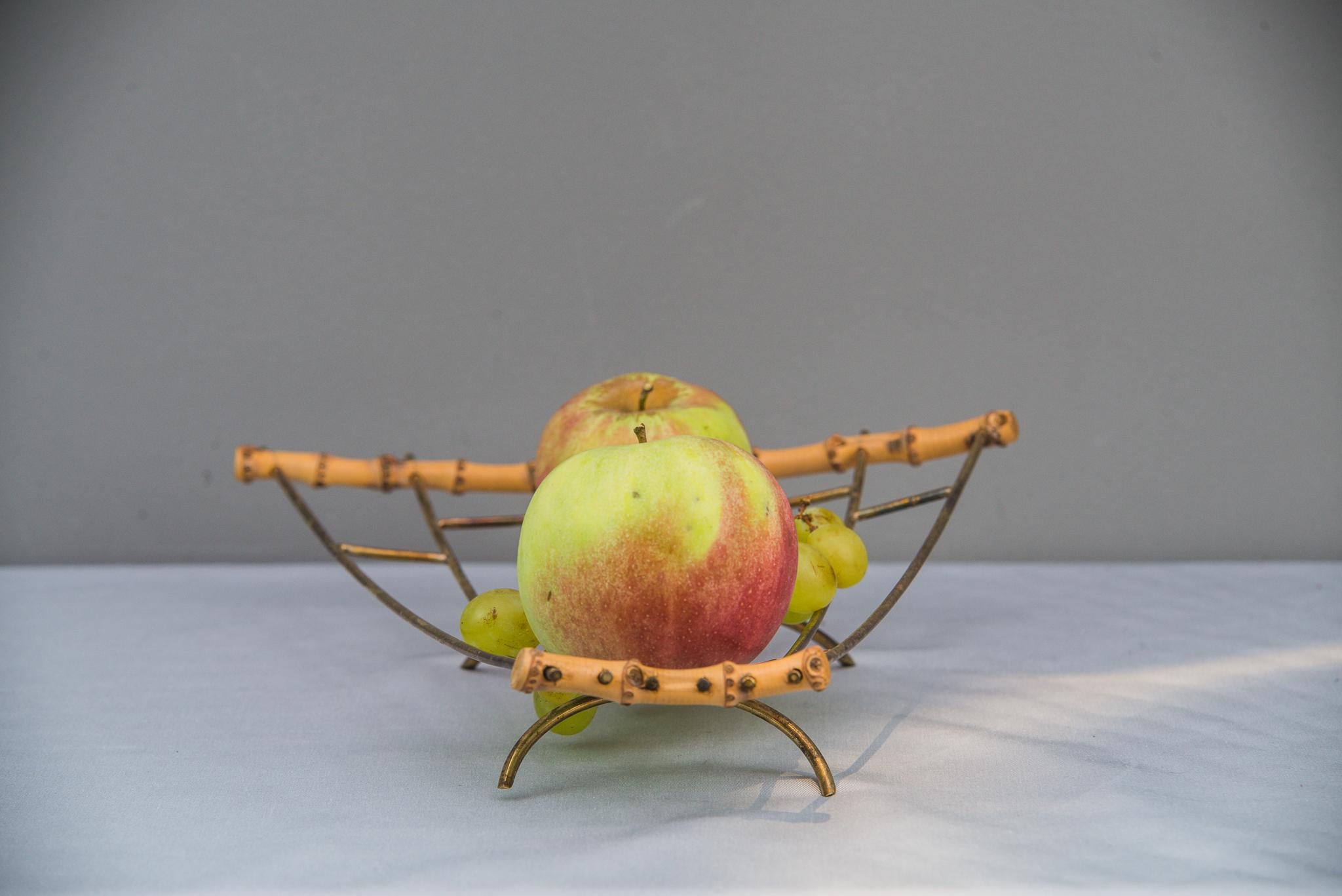 Fruit Bowl Brass and Bamboo, 1950s 1