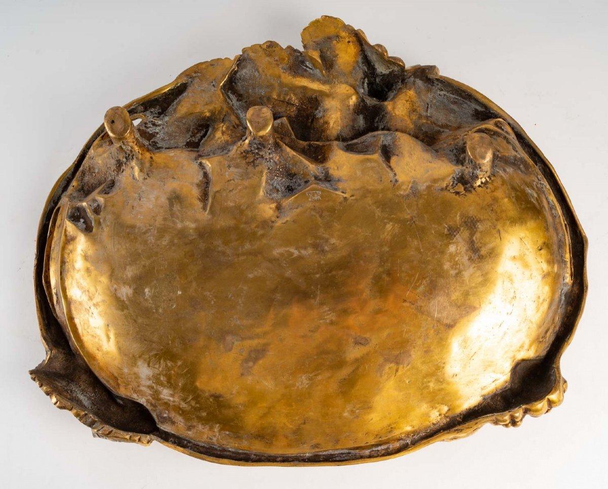 Bol à fruits - Bronze ciselé - Patine cuivre - Albert Marionnet - vers 1912 Excellent état - En vente à CRÉTEIL, FR
