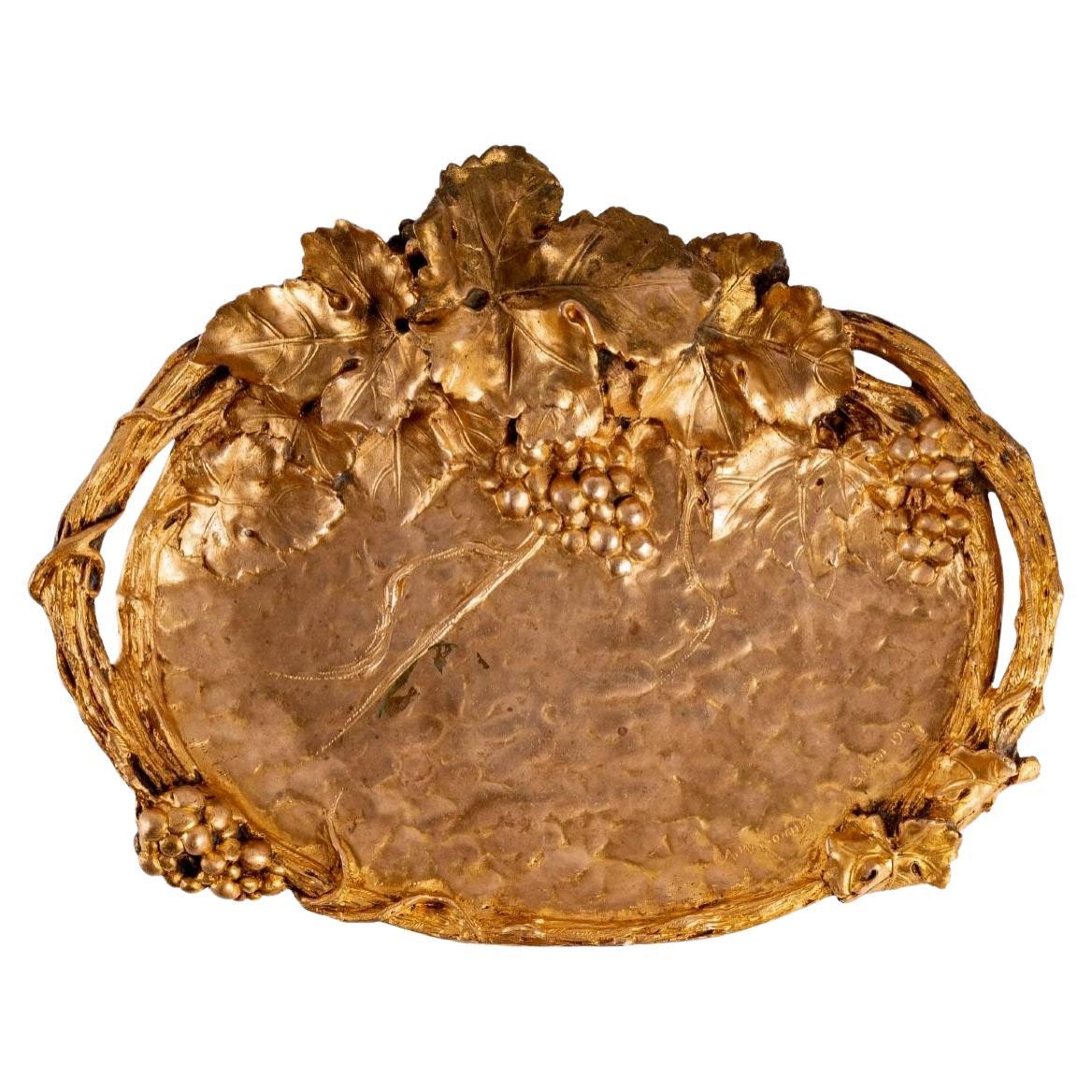 Fruit Bowl, Chiseled Bronze, Copper Patina, Albert Marionnet, circa: 1912 For Sale