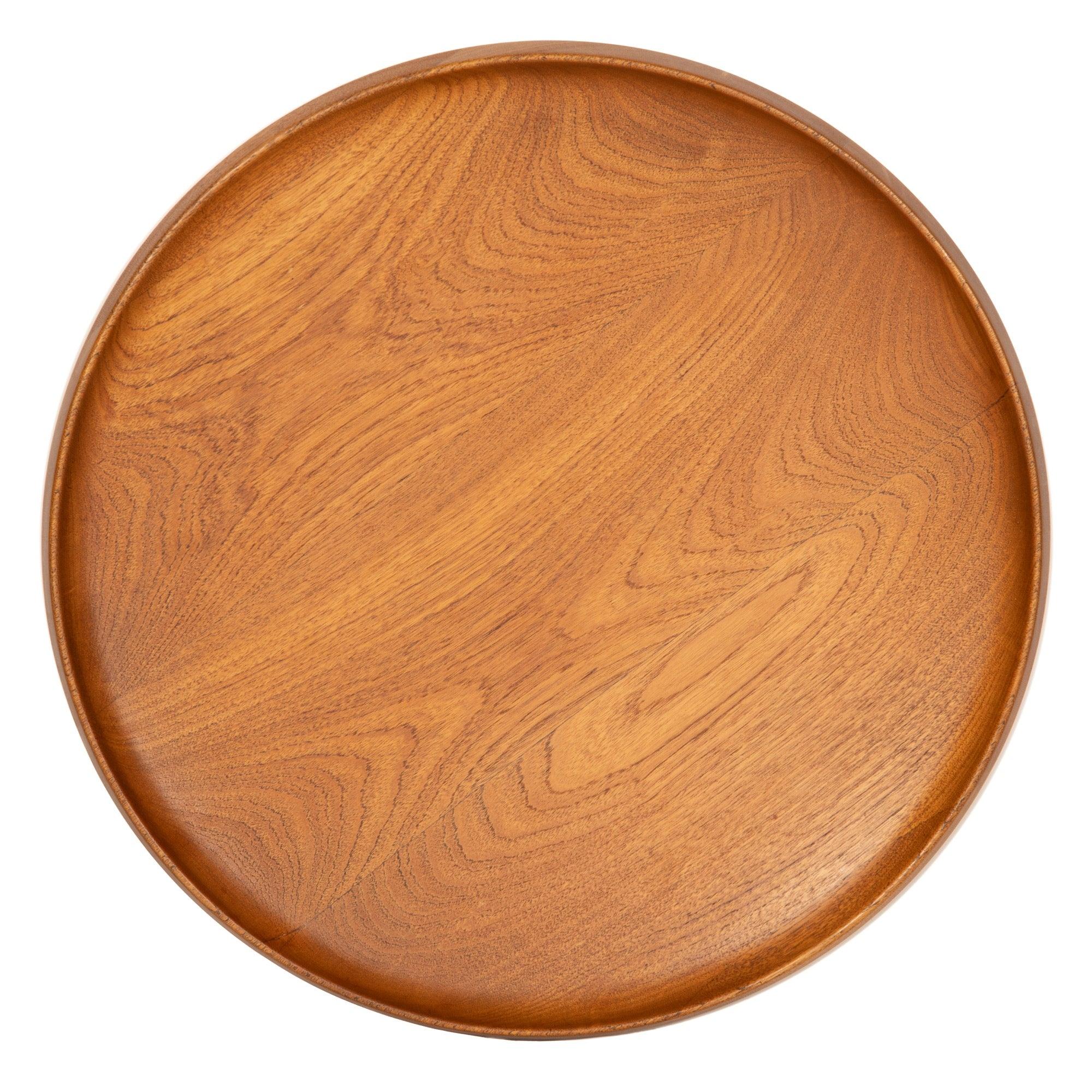 A very rare lathe turned teak fruit bowl on a satin chromed steel three leg stand.