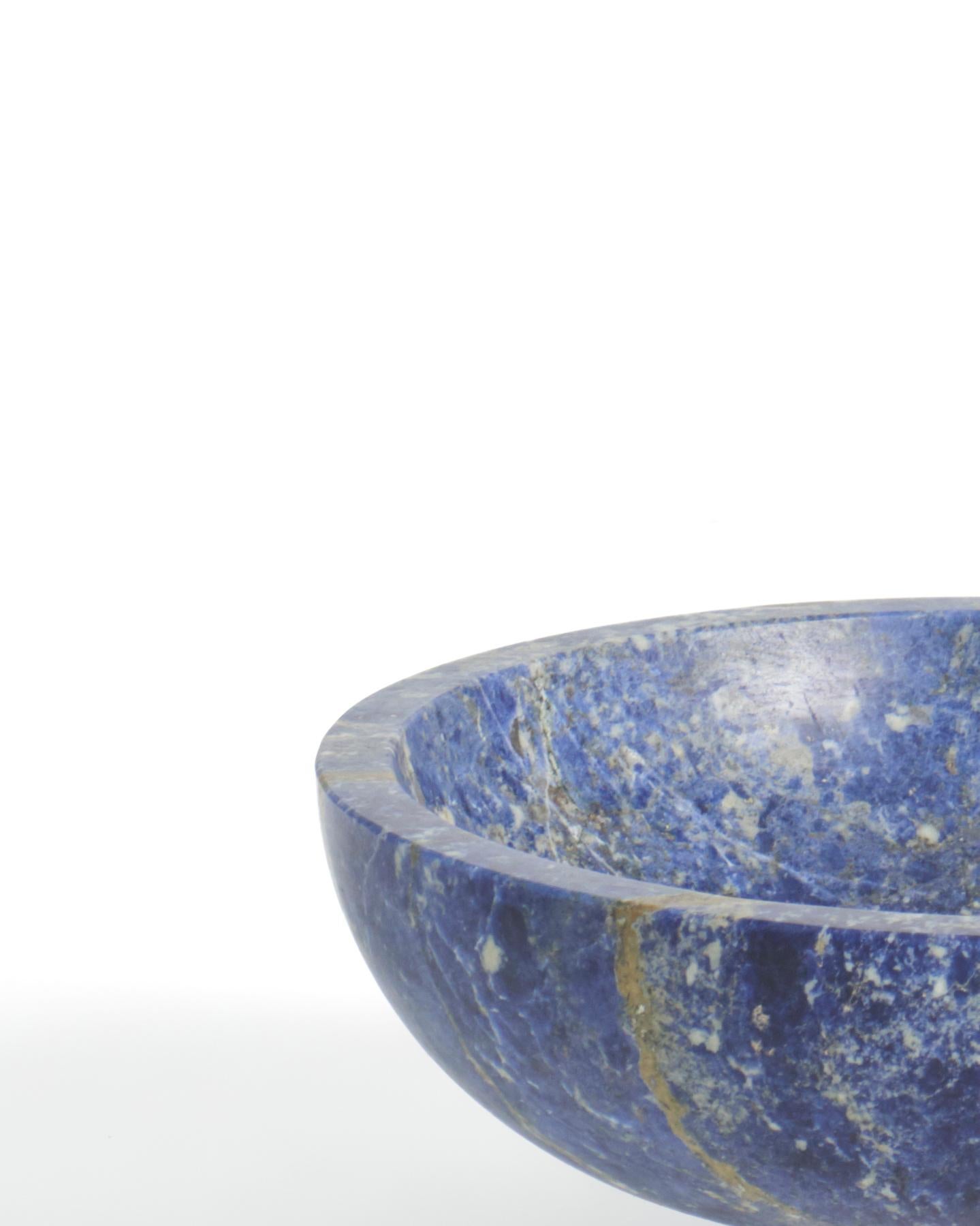 New Modern Fruit Bowl in Blue Marble, Creator Karen Chekerdjian In New Condition For Sale In Milan, IT