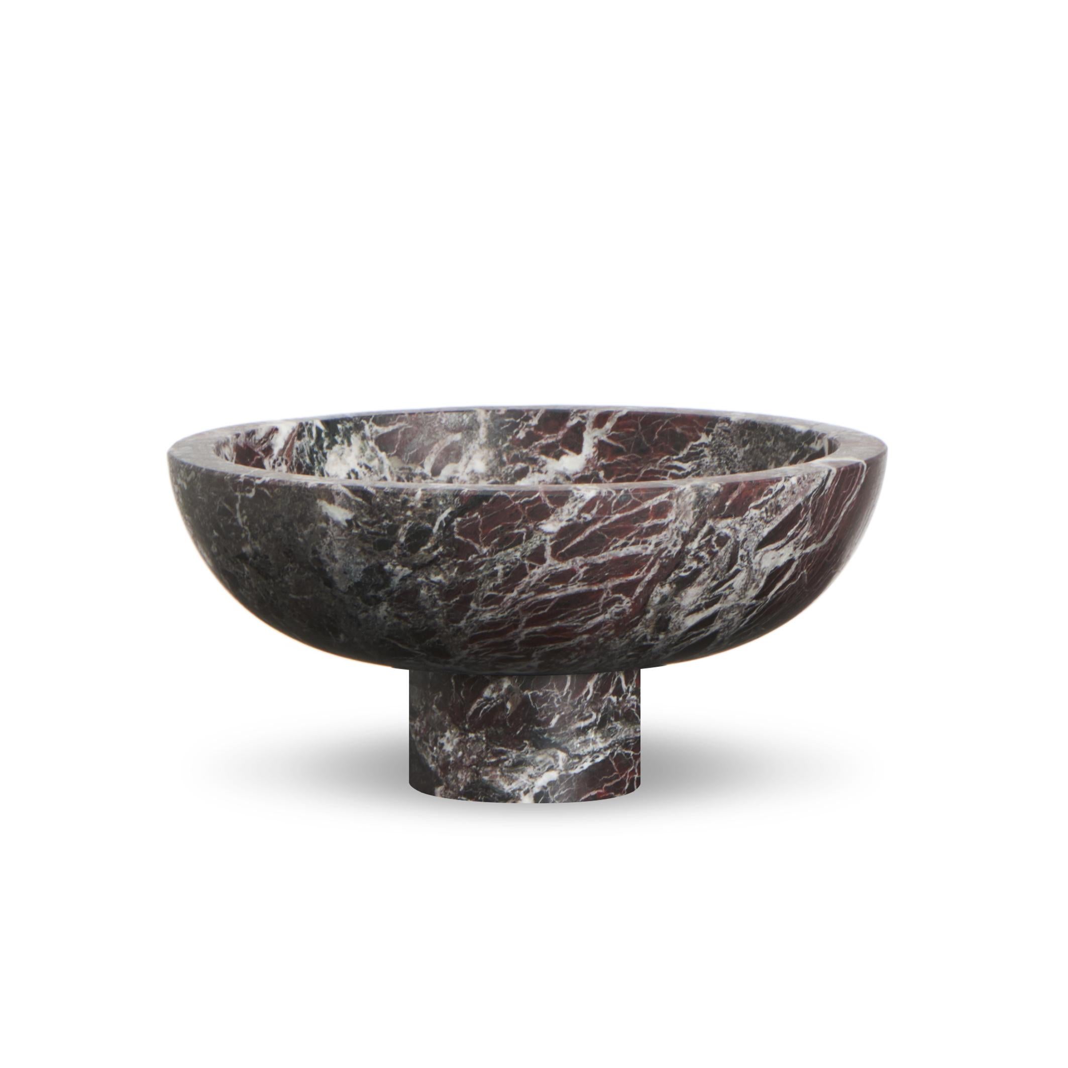 Contemporary New Modern Fruit Bowl in Brown Marble, creator Karen Chekerdjian For Sale