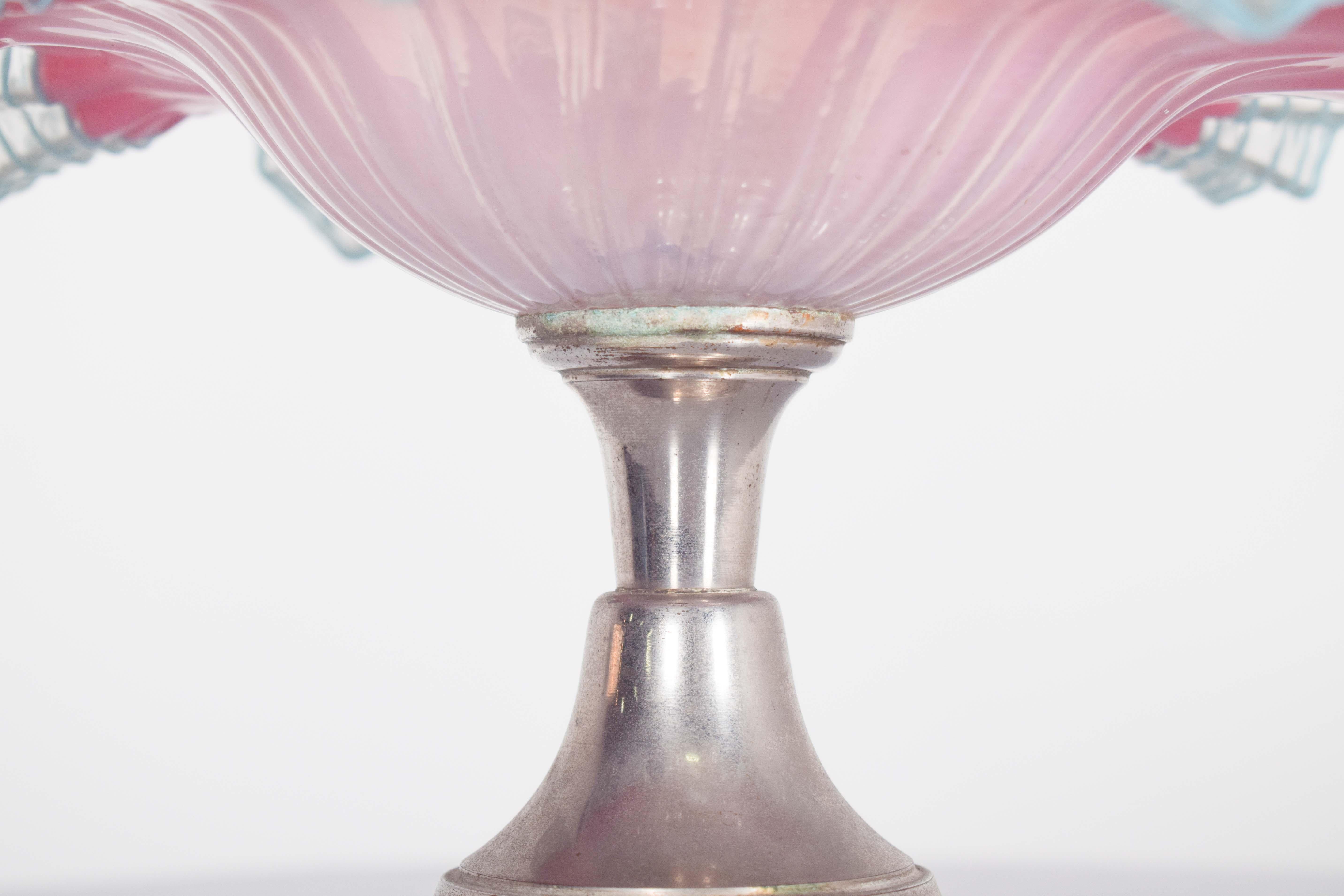Fruit Bowl in Glass and Silver Metal Base In Good Condition For Sale In Lisboa, Lisboa