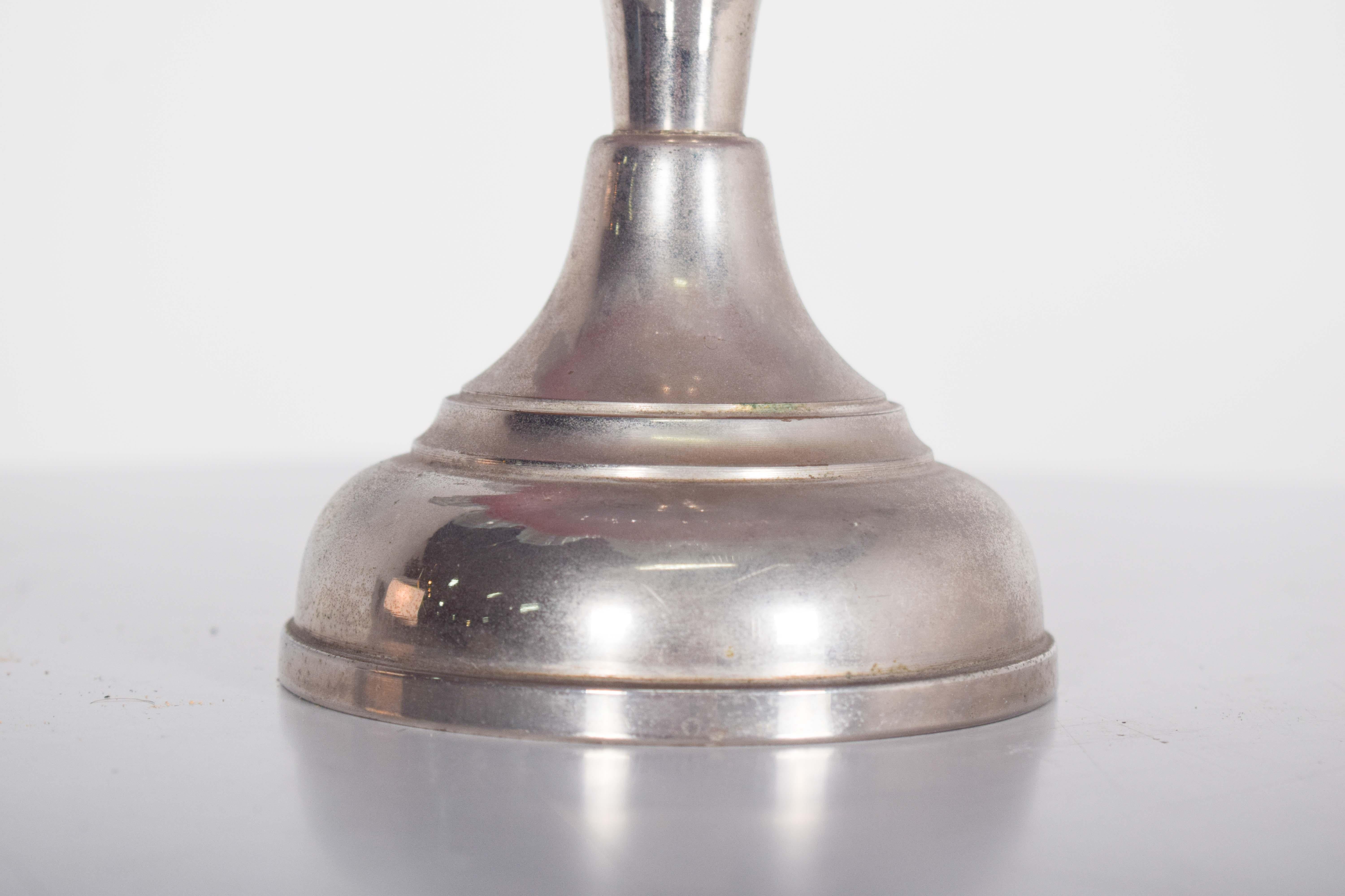 20th Century Fruit Bowl in Glass and Silver Metal Base For Sale