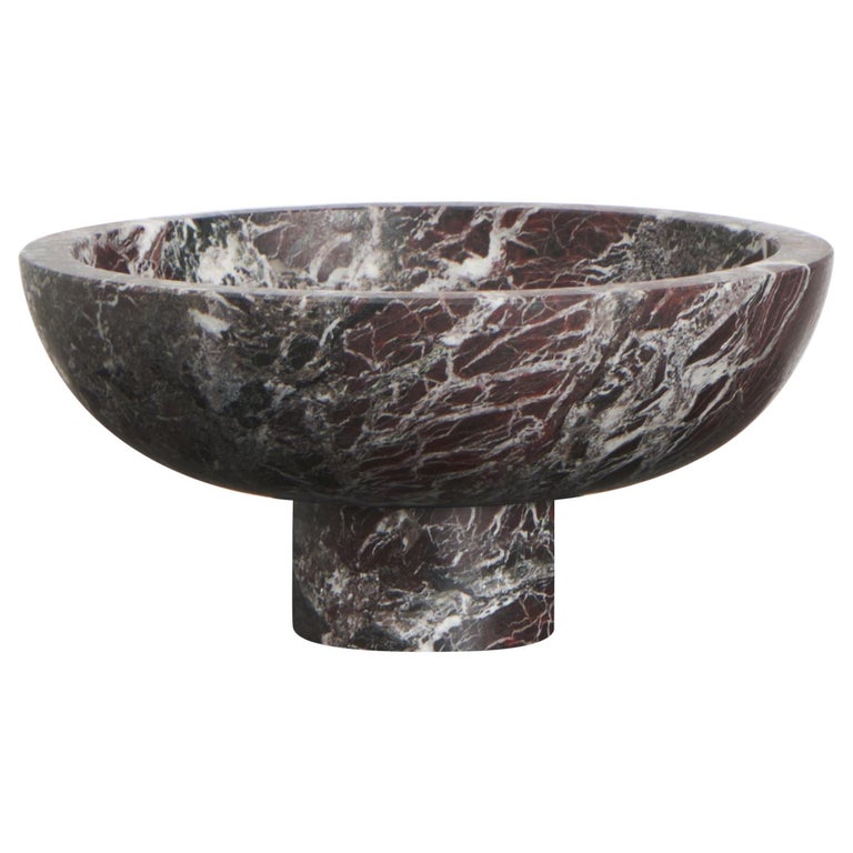 Fruit Bowl in Red Marble, by Karen Chekerdjian, Made in Italy For Sale