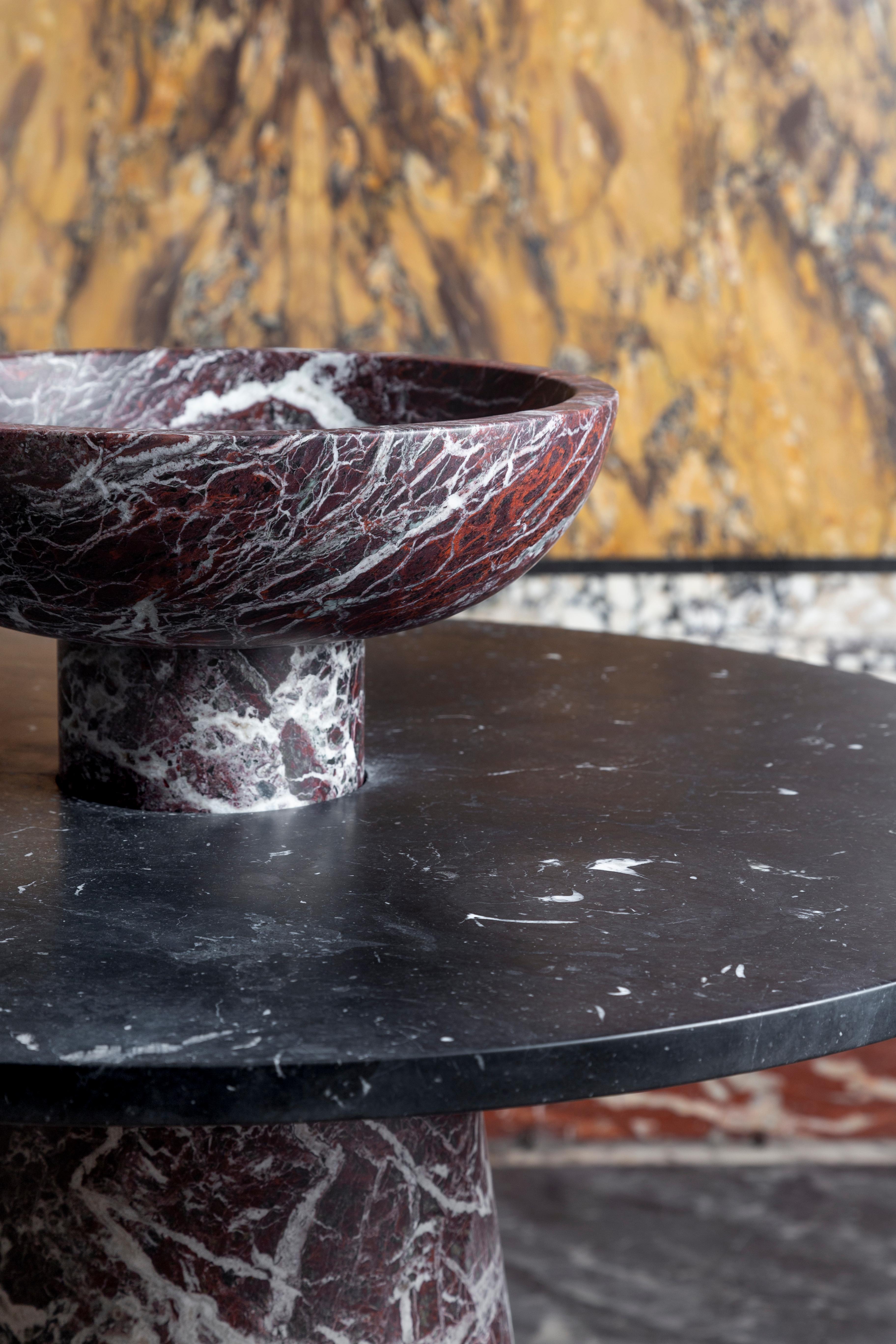New Modern Fruit Bowl in Red Marble, creator Karen Chekerdjian For Sale 3