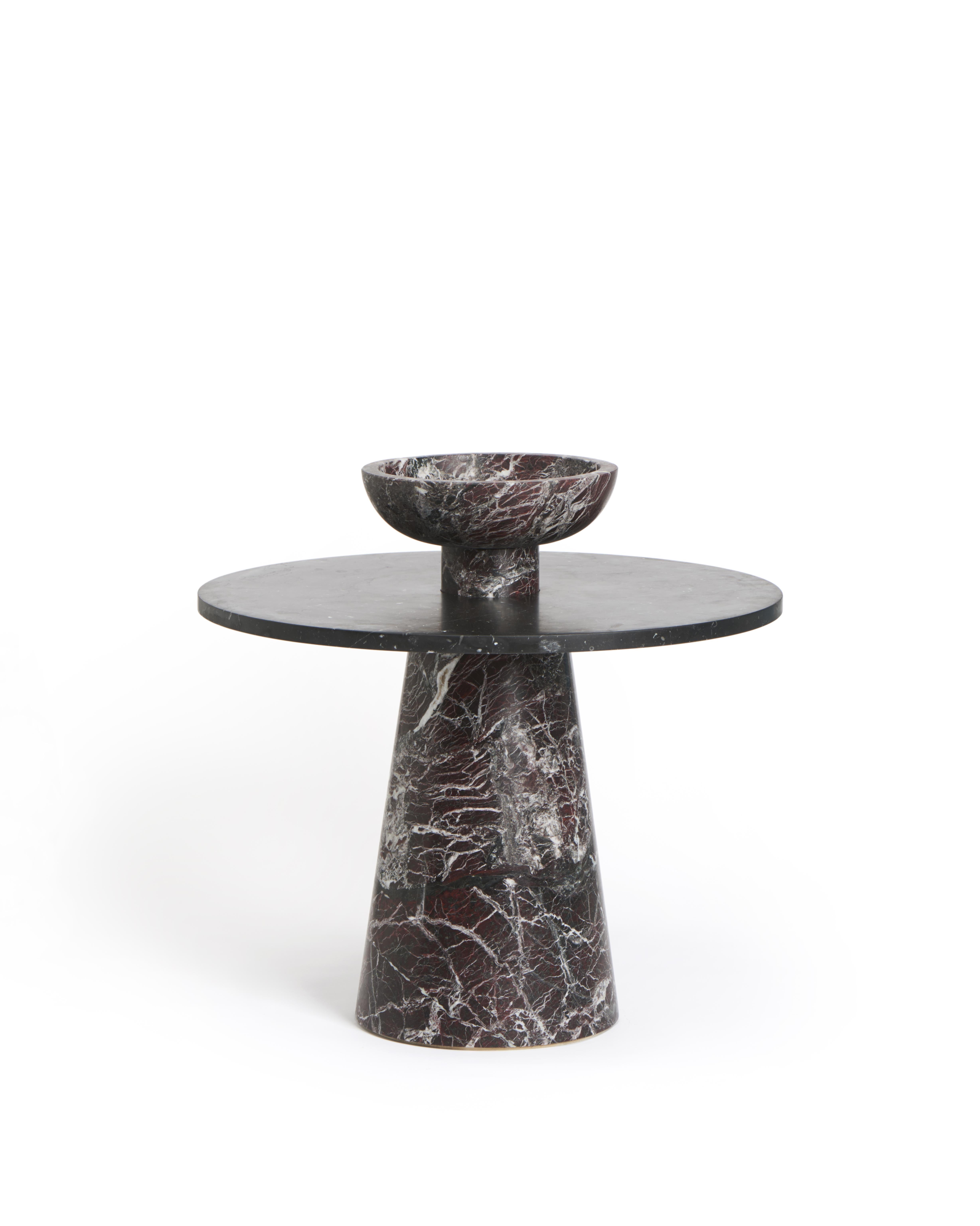 Modern New modern Fruit Bowl in Red Marble, creator Karen Chekerdjian Stock