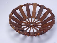 Fruit Bowl in Wood, Brown Color, France 1970