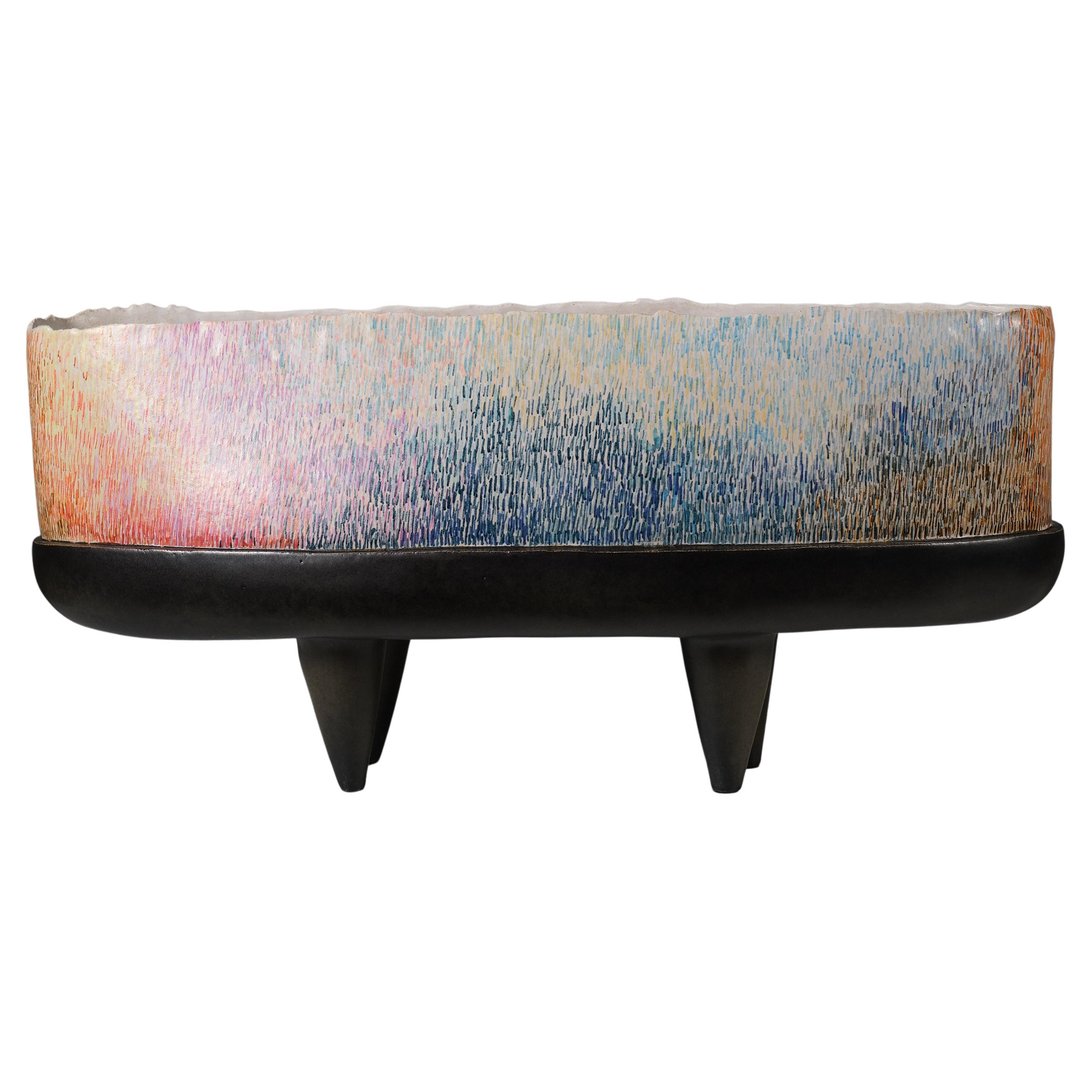 Fruit Bowl New Contemporary Grogged Clay  Camuflatge by Rosa Cortiella For Sale