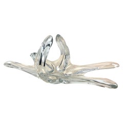Fruit Bowl or Centerpiece or Flower Bowl in Translucent Crystal, 1960, France