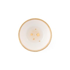 Frutero Acabado Arenoso Borde Dorado Porcelana Pintada a Mano Made in Italy