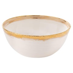 Frutero Acabado Arenoso Borde Dorado Porcelana Pintada a Mano Made in Italy