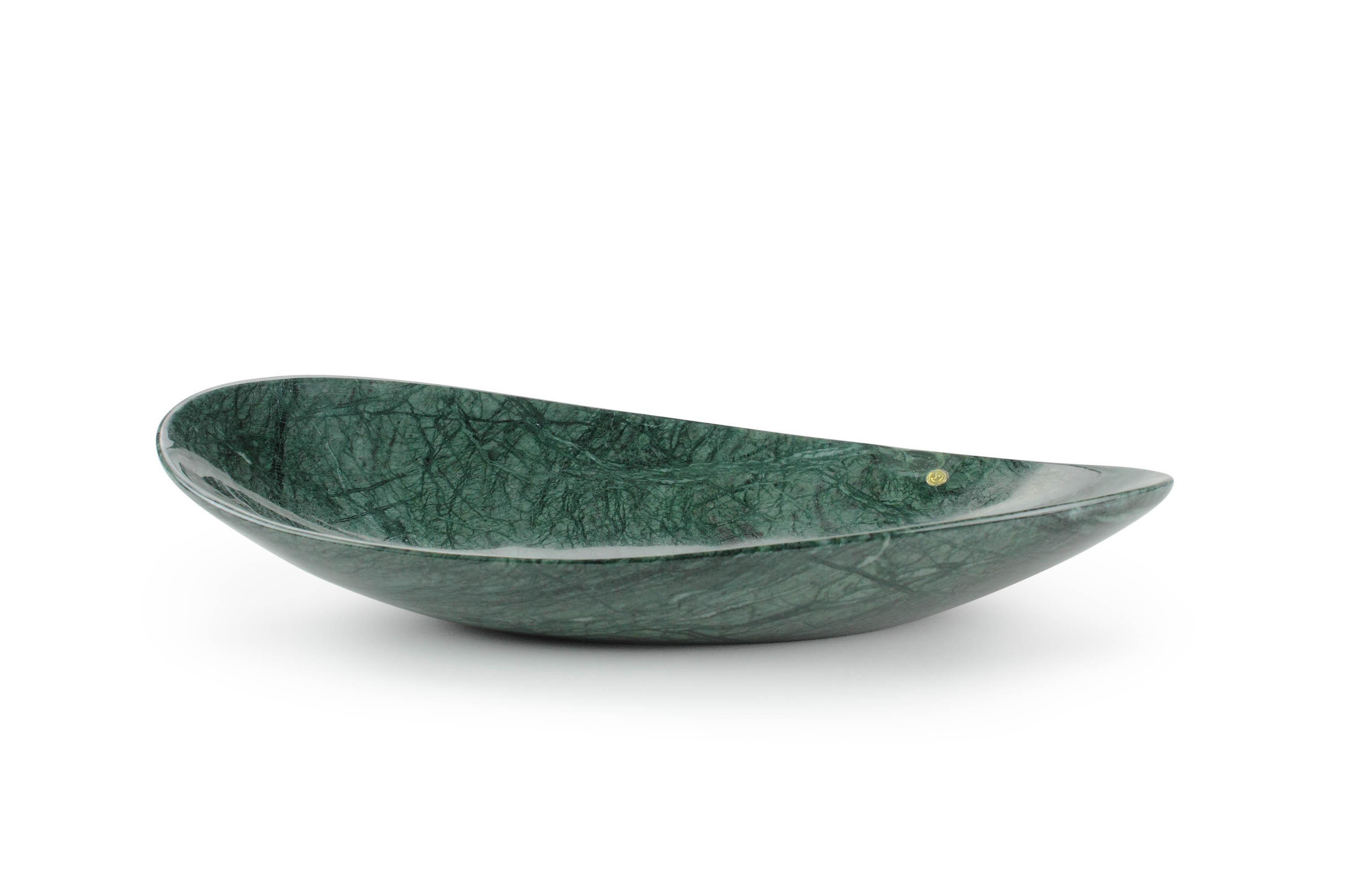 Schale Vase Gefäß Tafelaufsatz Imperial Grüner Marmor Handgefertigt Italien Sammlerstück (Moderne) im Angebot