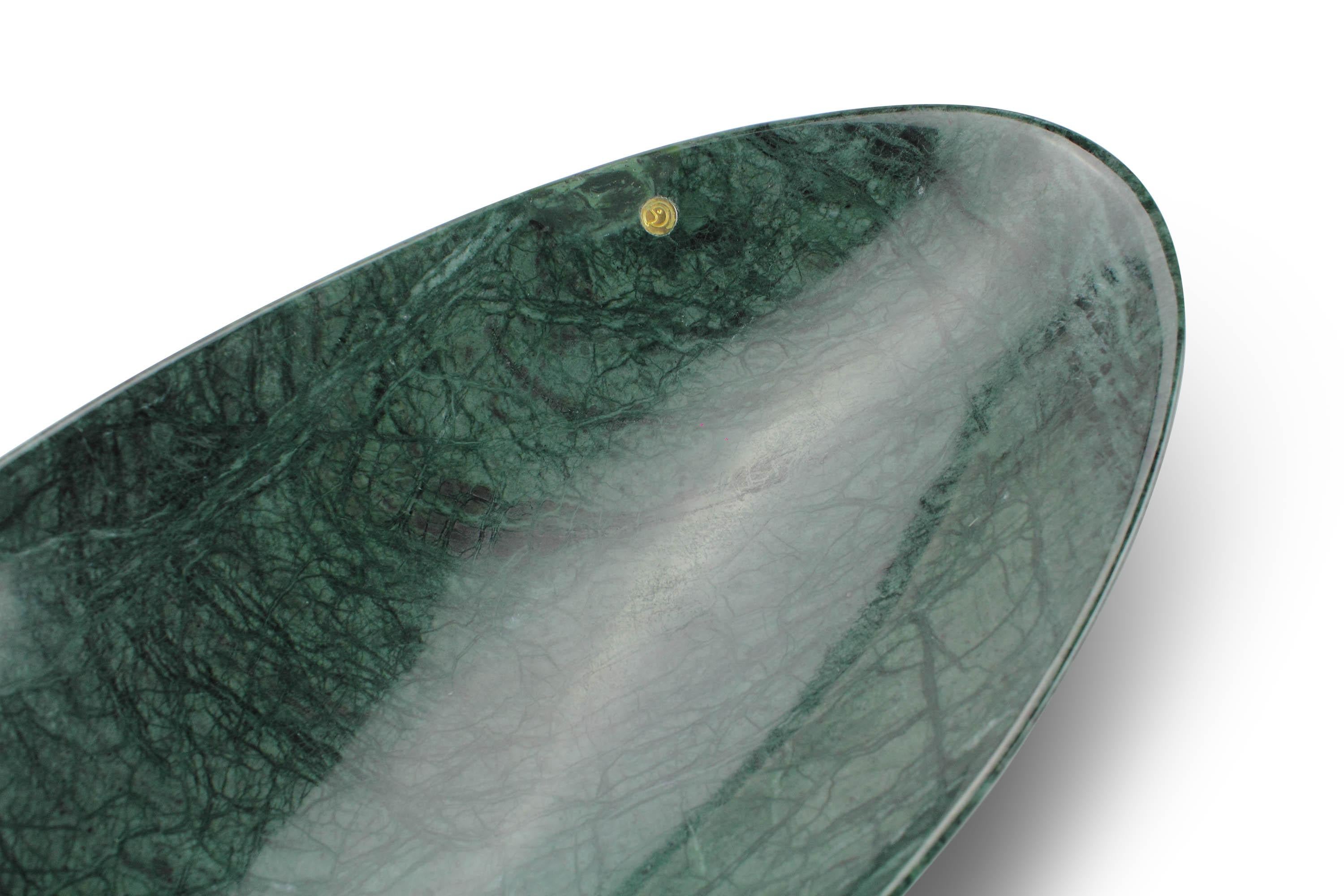 Schale Vase Gefäß Tafelaufsatz Imperial Grüner Marmor Handgefertigt Italien Sammlerstück (Italienisch) im Angebot
