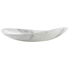 Bowl Vase Vessel Centerpiece White Calacatta Marble Collectible Design Italy