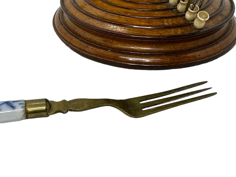 Fruit Knifes and Forks Flatware Set in Wooden Stand, ca. 1890s Austria For Sale 5