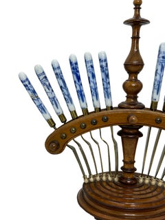 Fruit Knifes and Forks Flatware Set in Wooden Stand, ca. 1890s Austria